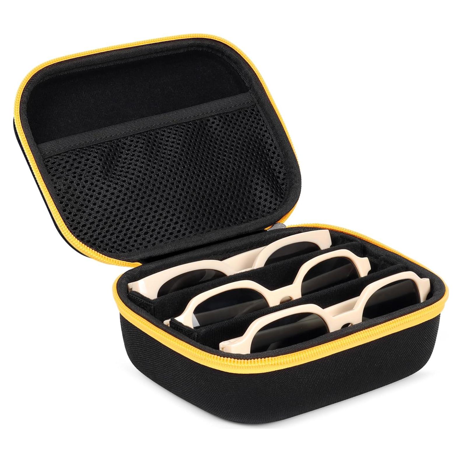 Organizador de Gafas de Sol EVA Negro con 3 Ranuras Ajustables