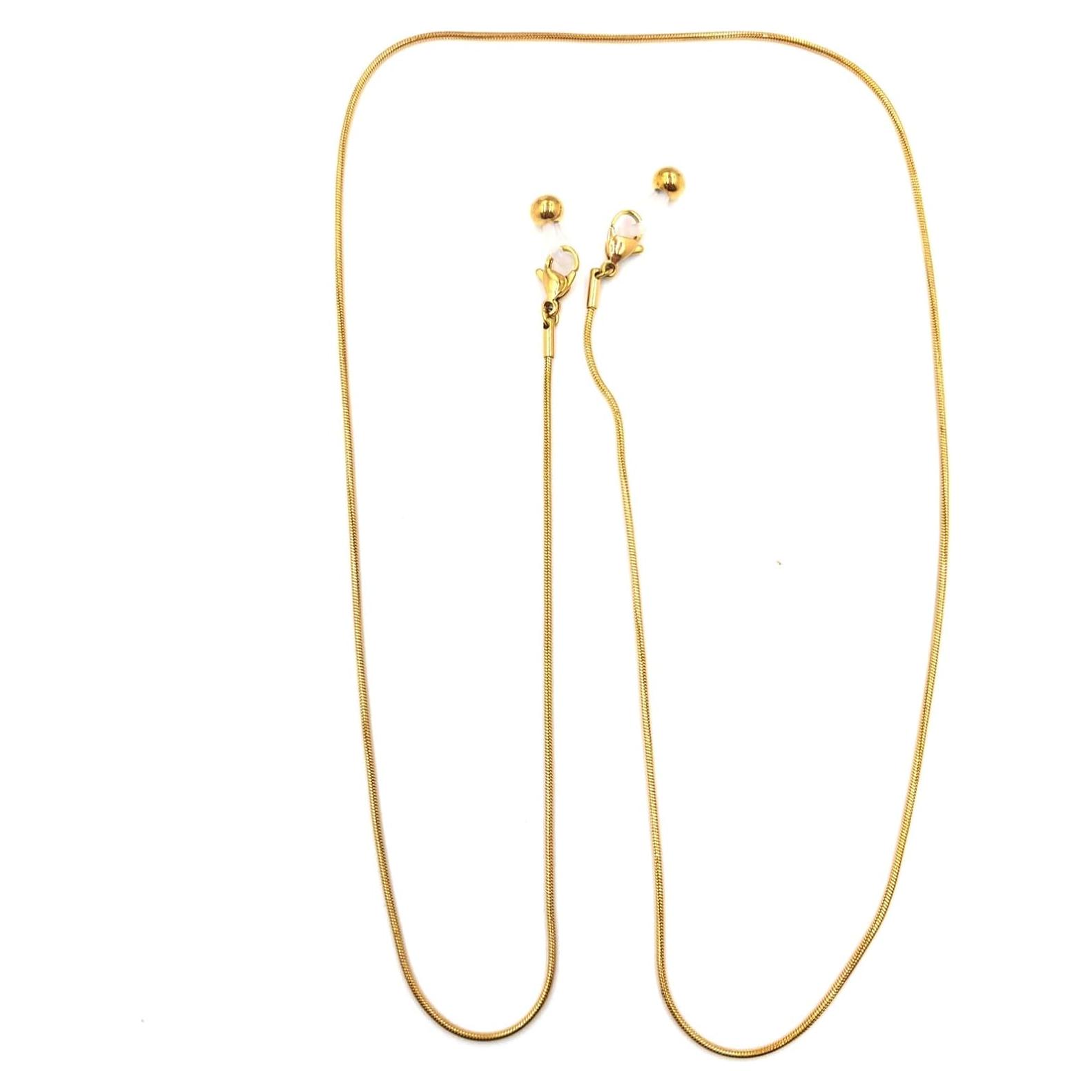 Cadena para Gafas de Acero Inoxidable Baño de Oro 18K 75.9 cm