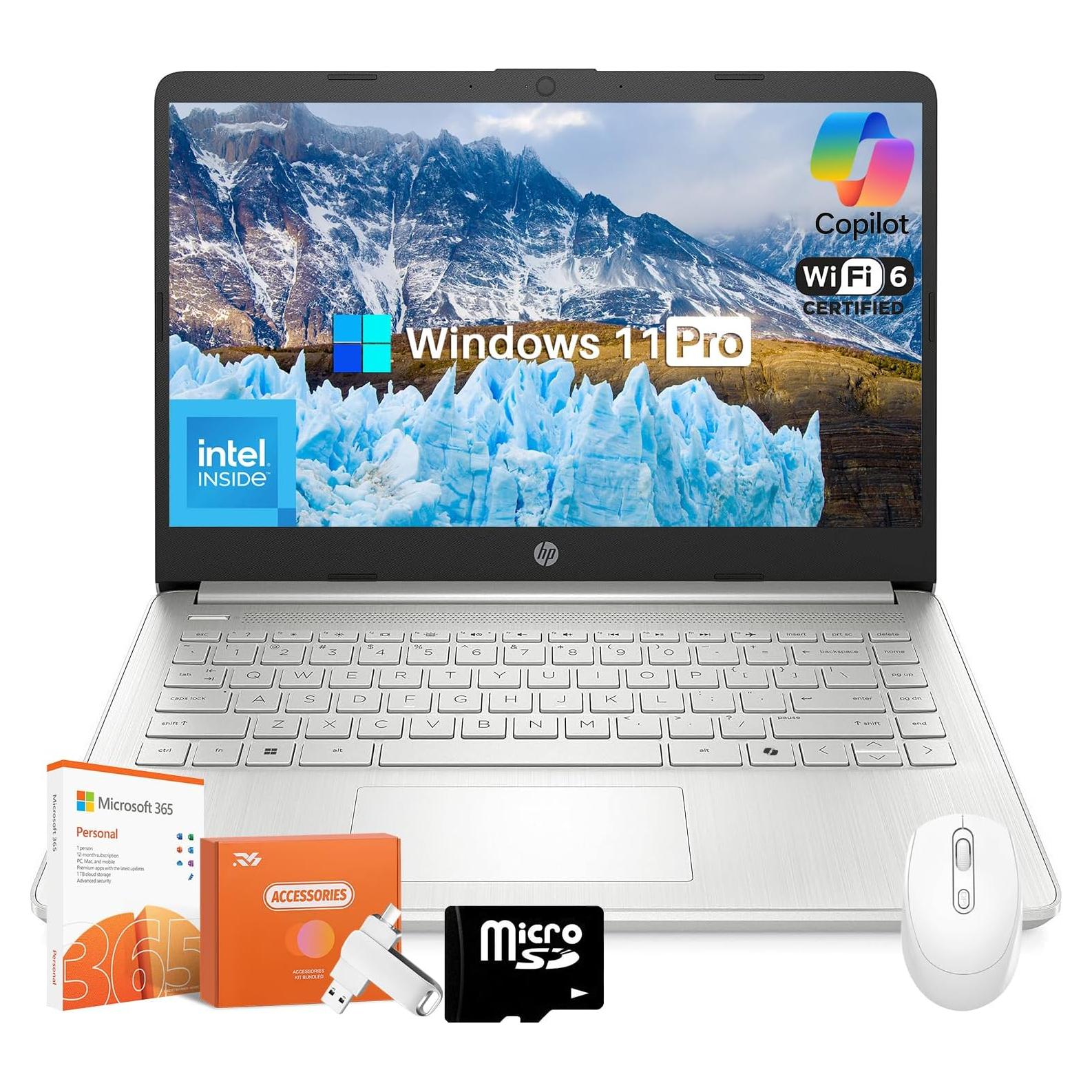 Laptop HP 14" Plata Intel N150 16GB RAM 384GB Almacenamiento