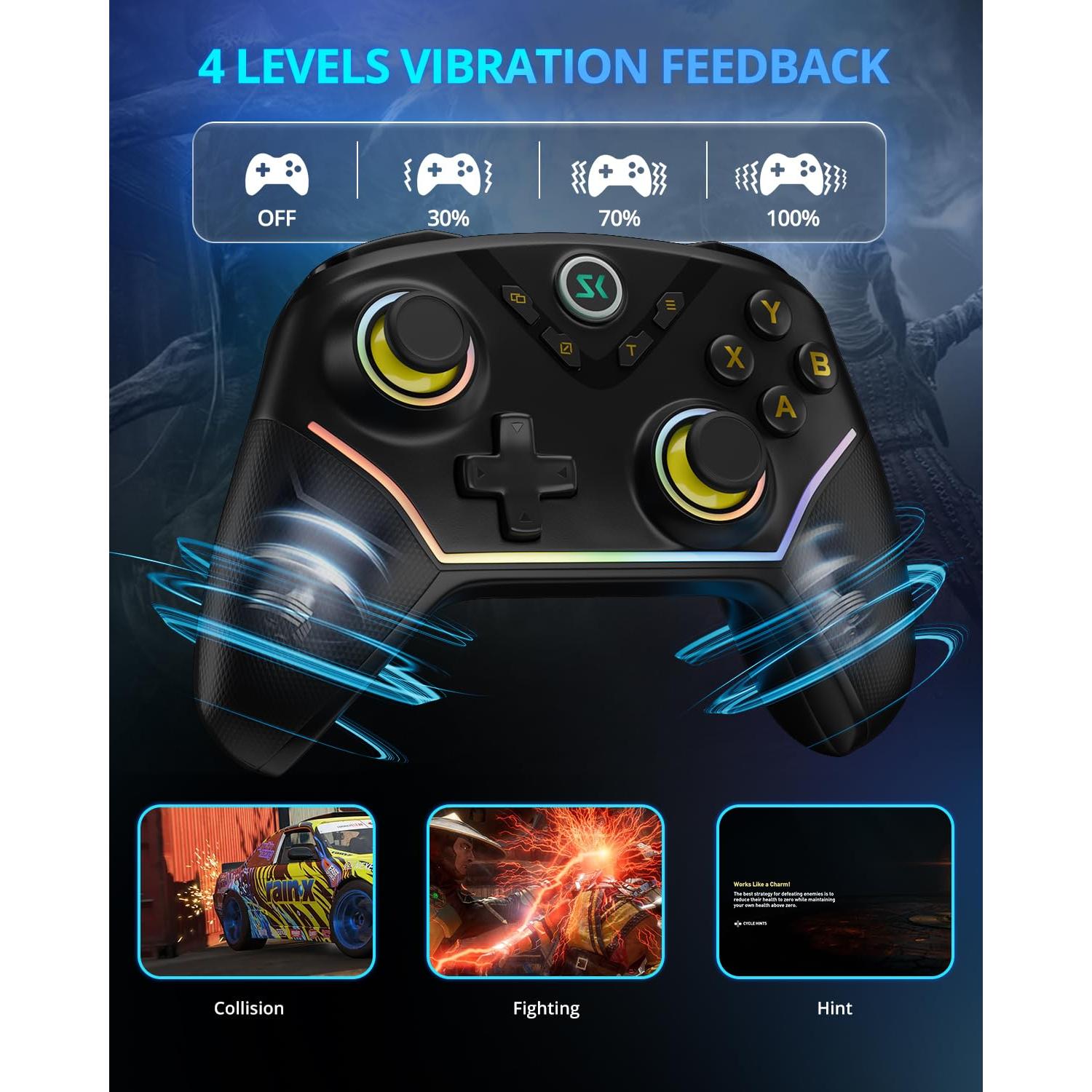 Controlador Inalámbrico Multi-Plataforma Boowen Negro con RGB