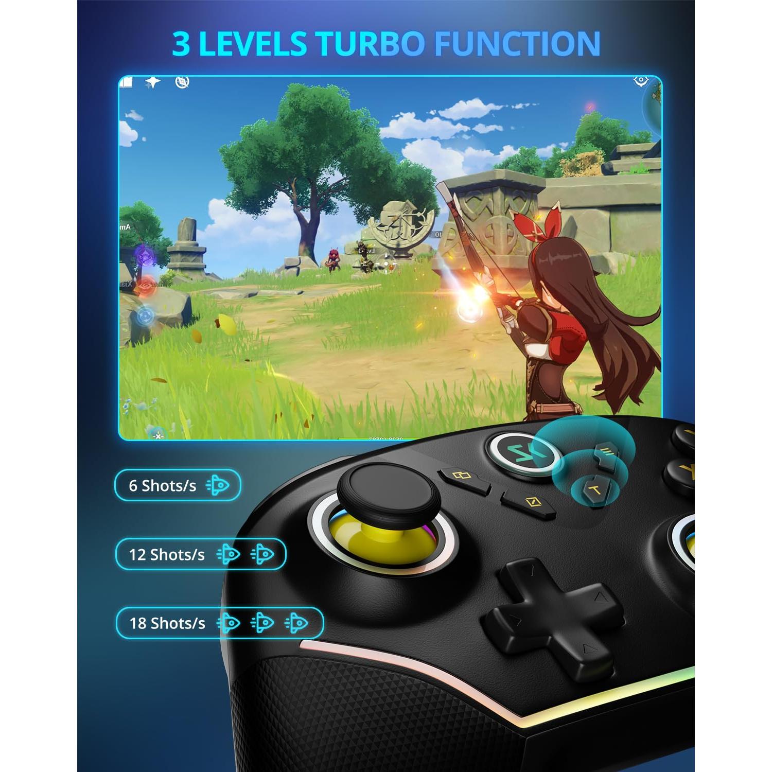 Controlador Inalámbrico Multi-Plataforma Boowen Negro con RGB