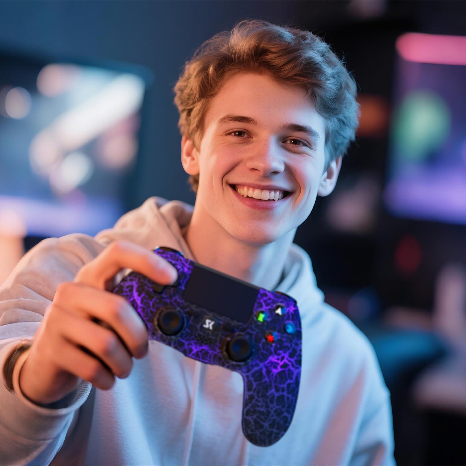 Controlador Inalámbrico ISHAKO para PS4/Pro/Slim - RGB, 1000mAh