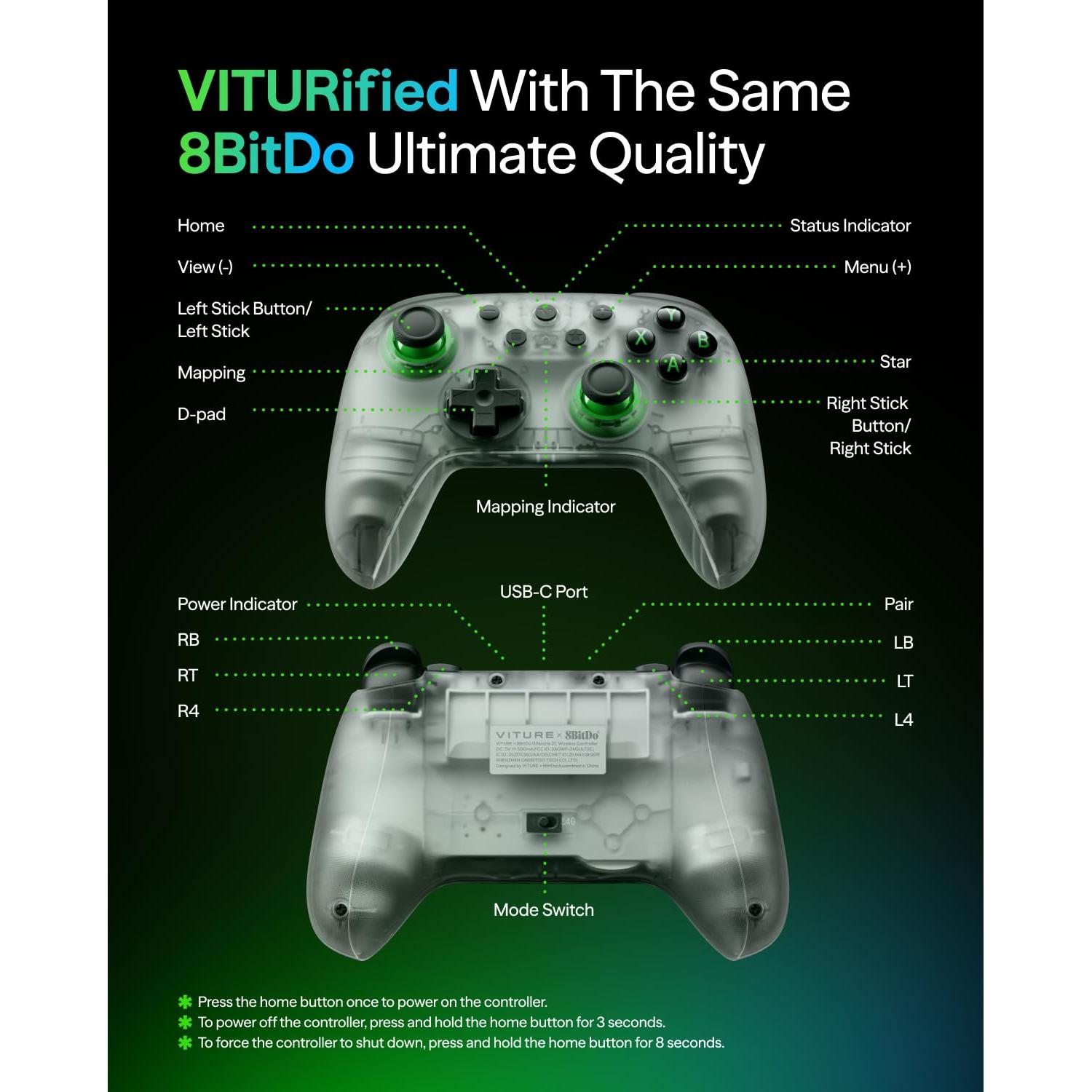 Controlador Inalámbrico VITURE 8BitDo Ultimate 2C para Android y PC