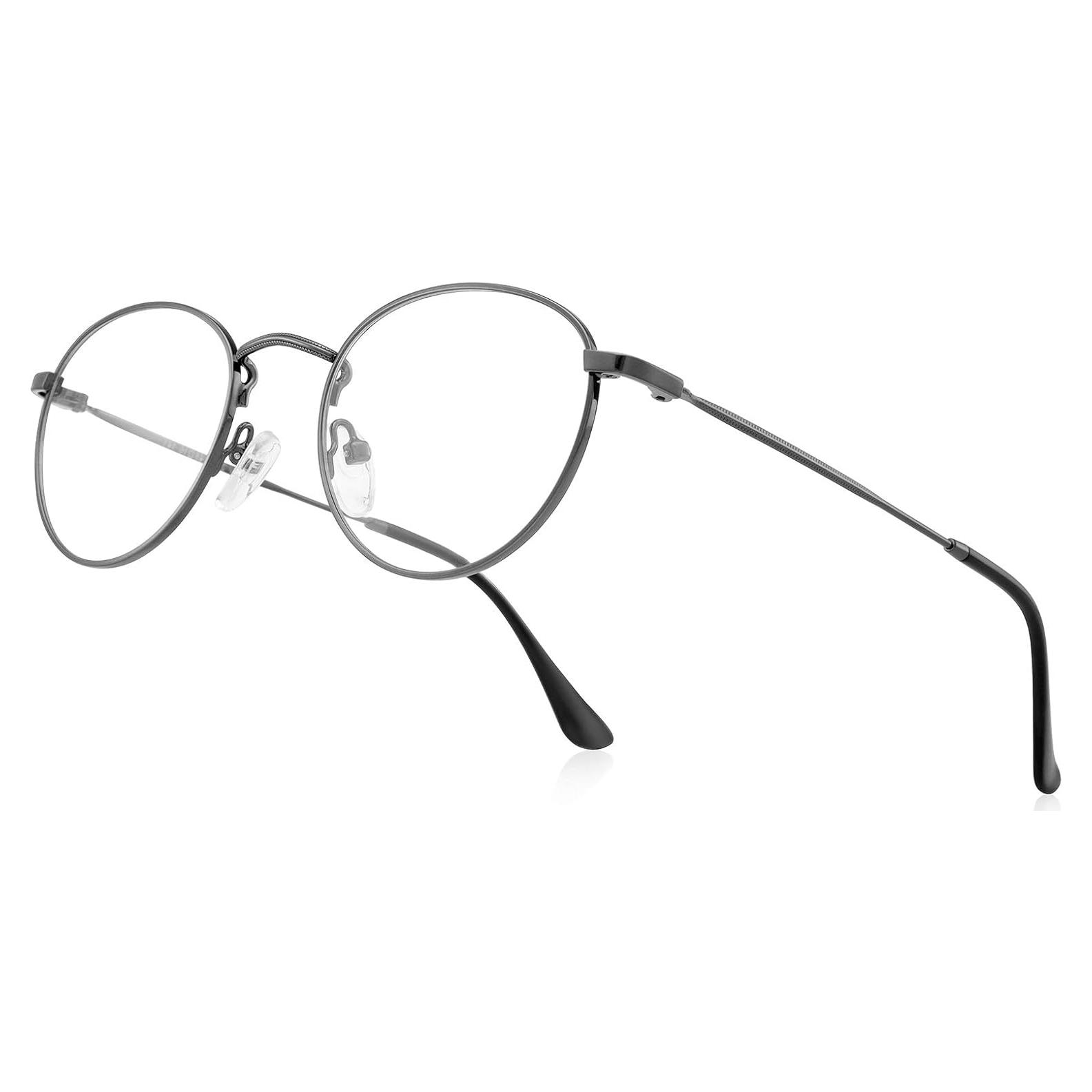 Gafas Redondas Metal Gris Anti Luz Azul 48mm Vintage