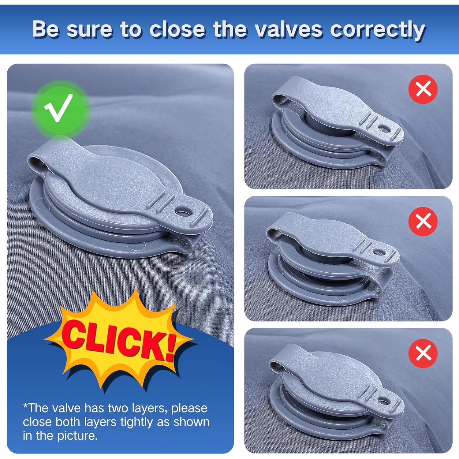 Double Sleeping Pad Camping, Self Inflating 6'' Extra-Thick 2 Person Pillow Built-in Foot Pump Waterproof Inflatable Sleeping Mat Backpacking, Tent, Hiking, Portable Camping Pad (Navy Grey)