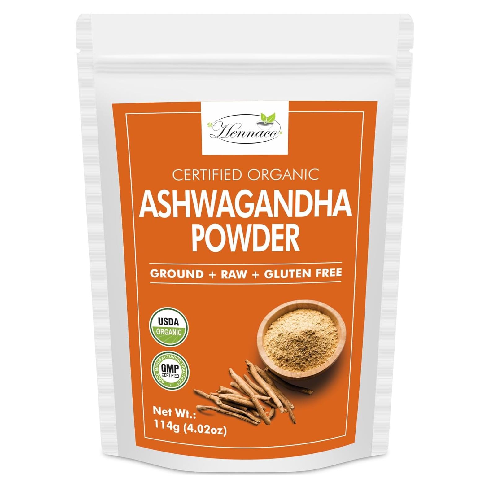 Polvo de Ashwagandha Orgánico Hennaco 114 Gramos - Puro y Natural