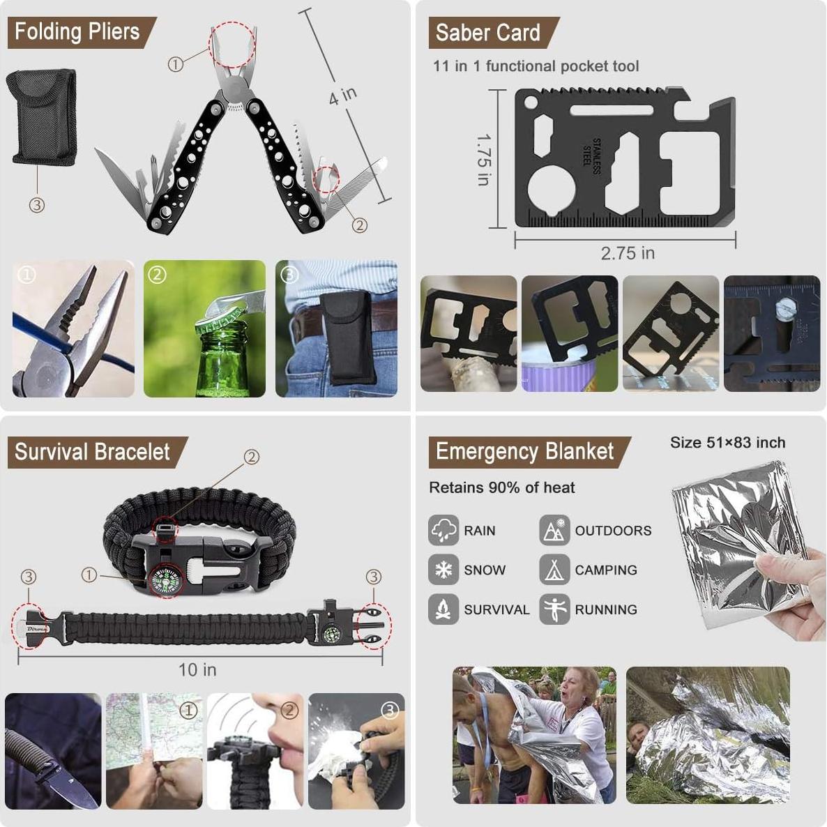 Kit de Supervivencia Taimasi 238 Piezas con Primeros Auxilios