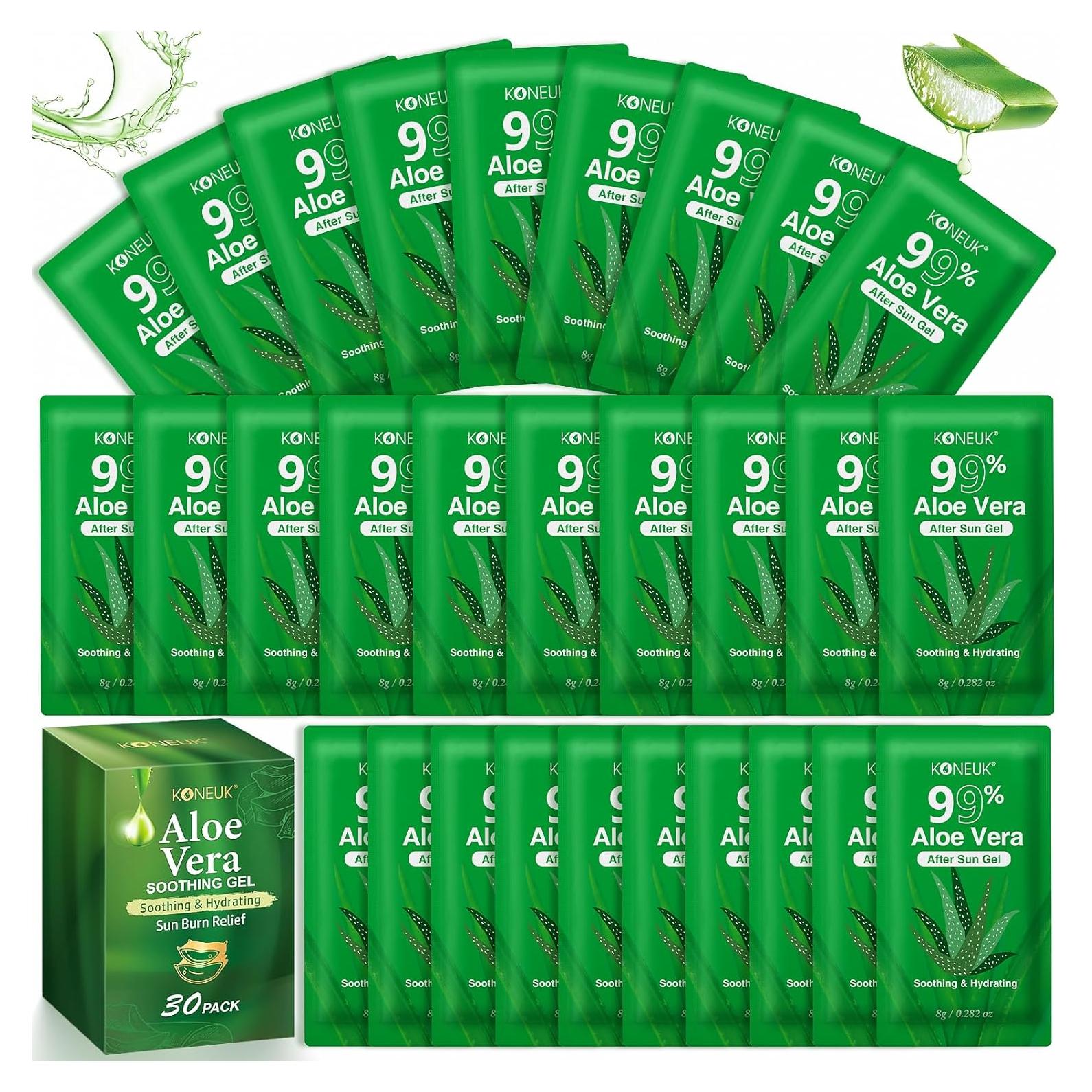 30 Paquetes Gel de Aloe Vera Puro 99% para Piel y Cabello