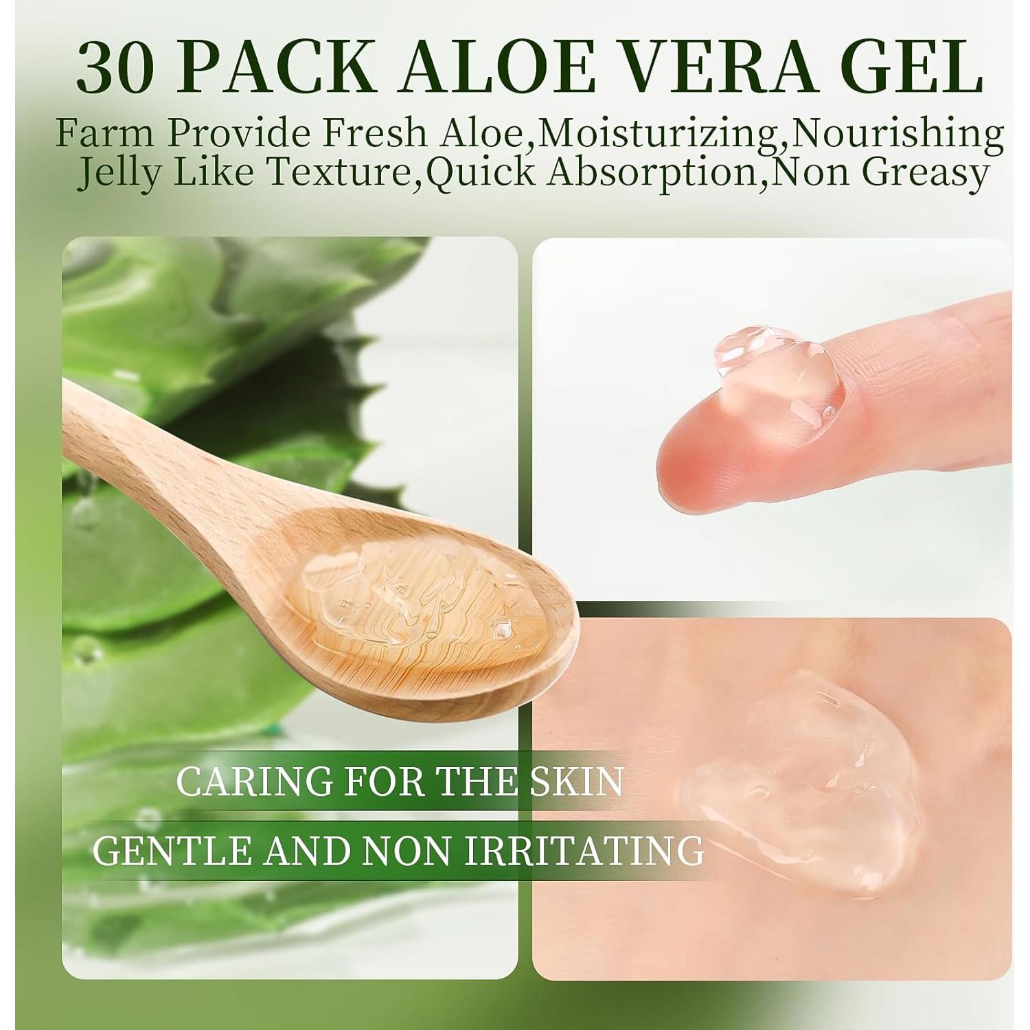 30 Paquetes Gel de Aloe Vera Puro 99% para Piel y Cabello
