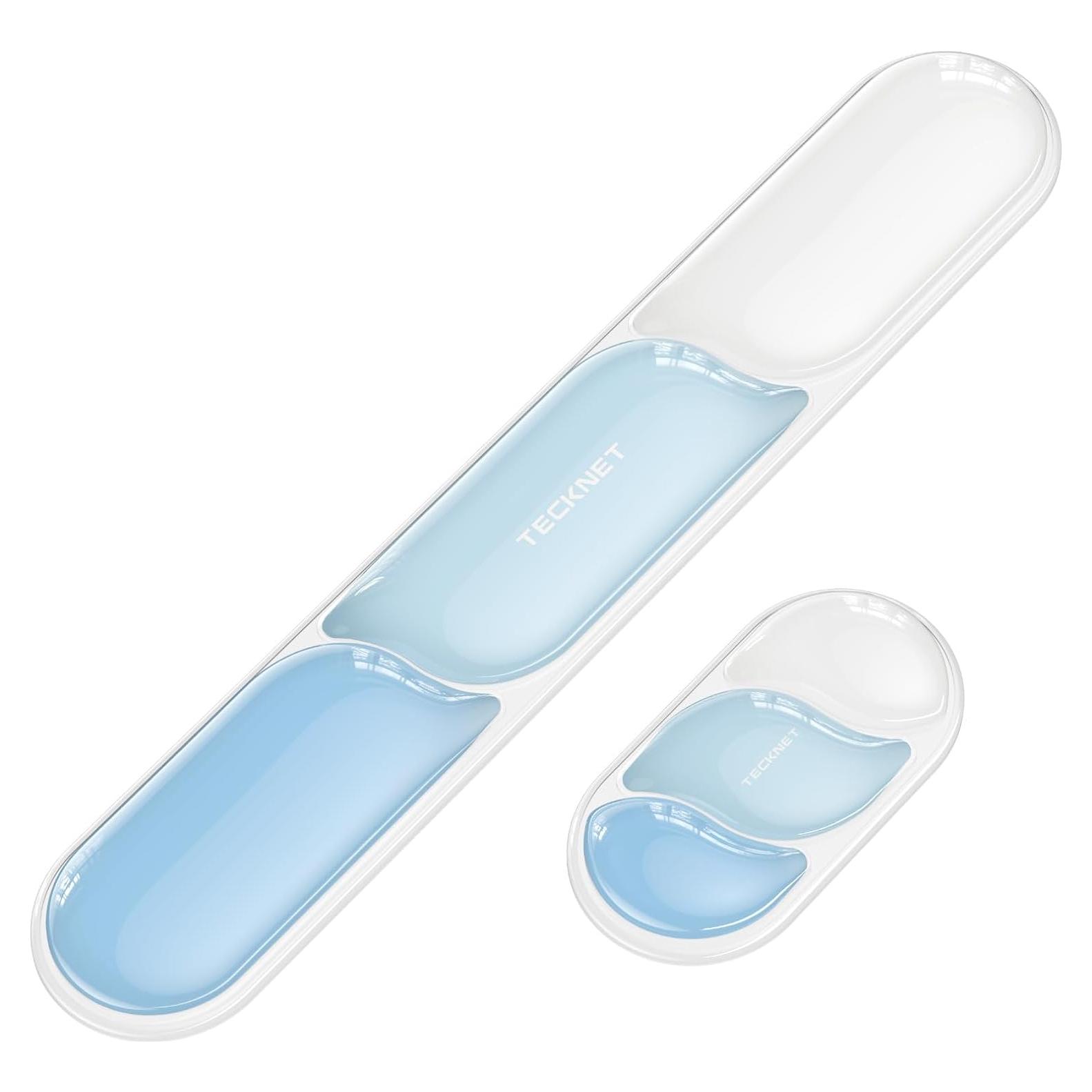 Reposapiés de Gel Ergonómico Tecknet Azul para Teclado y Mouse