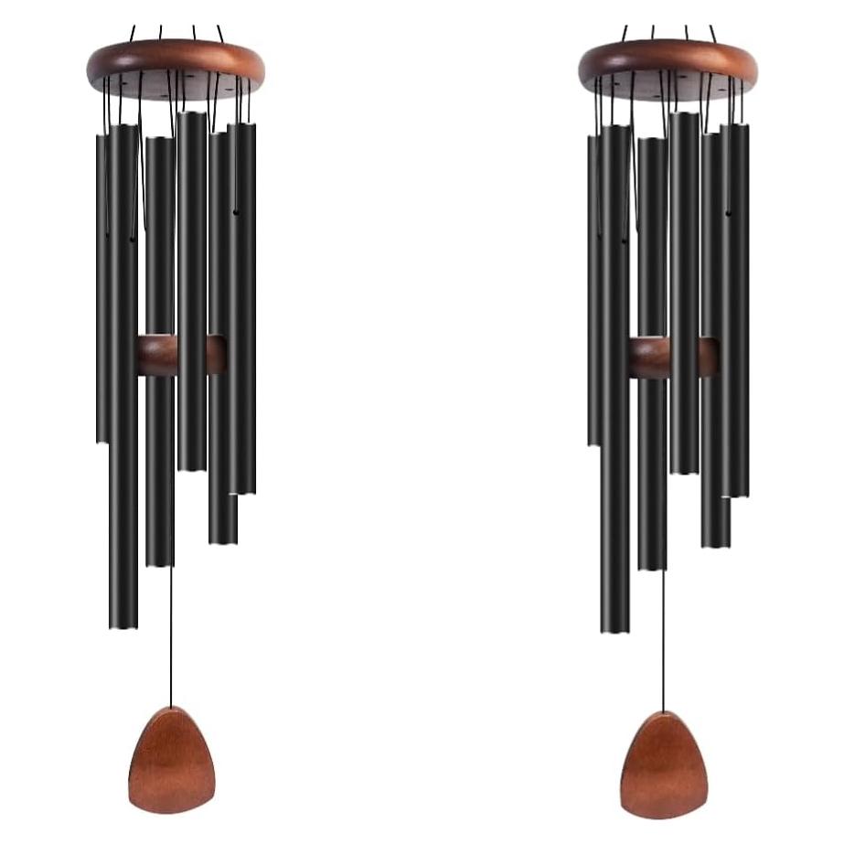 Campanas de Viento Bursvik 94 cm Aluminio Negro 2 Paquete