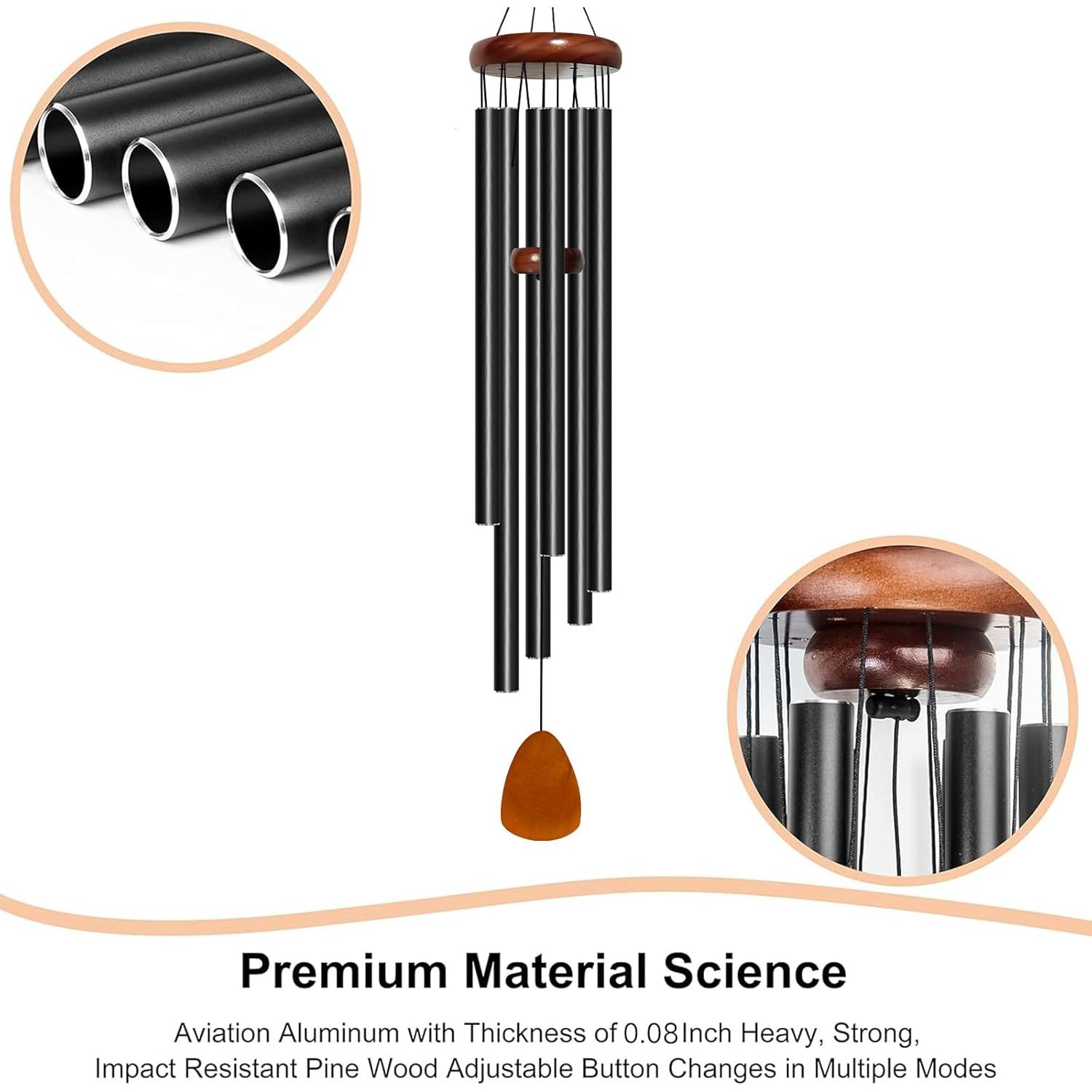 Campanas de Viento Bursvik 127 cm Aluminio Negro Tono Profundo