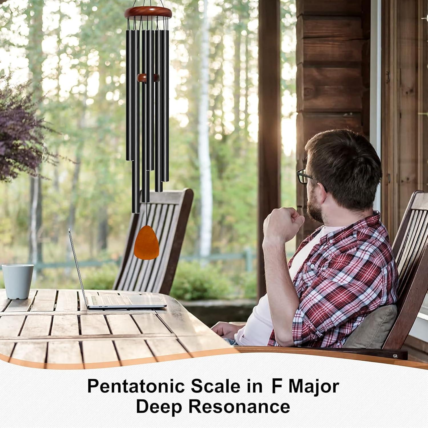 Campanas de Viento Bursvik 127 cm Aluminio Negro Tono Profundo