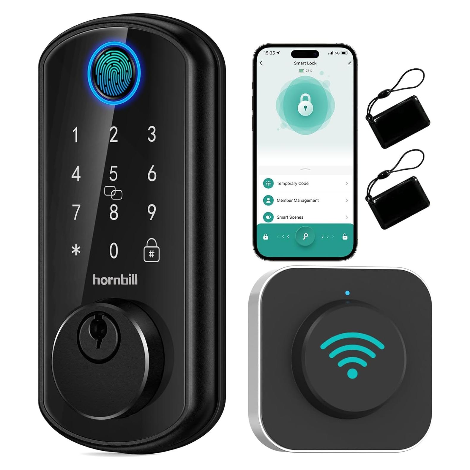 Cerradura Inteligente Hornbill Y4-BWF-H WiFi con Huella Dactilar