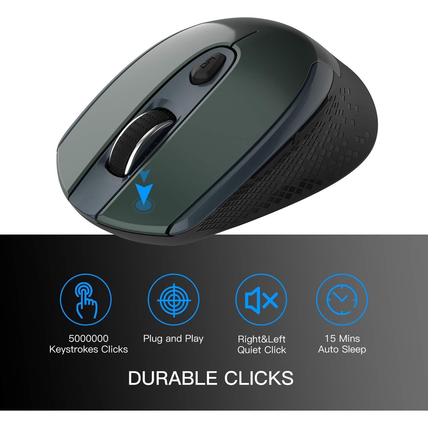 Ratón Ergonómico Inalámbrico Cimetech 2.4G Silencioso Verde