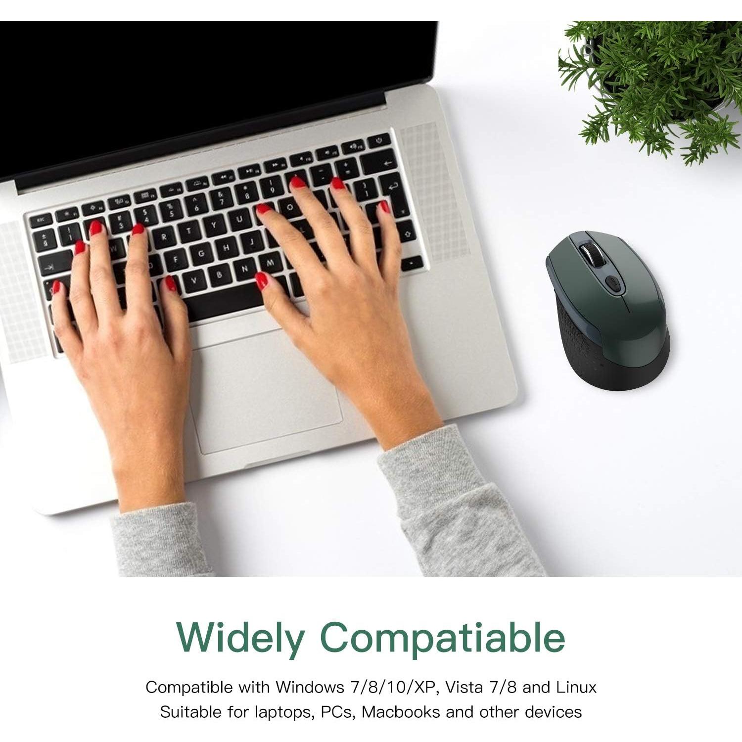 Ratón Ergonómico Inalámbrico Cimetech 2.4G Silencioso Verde