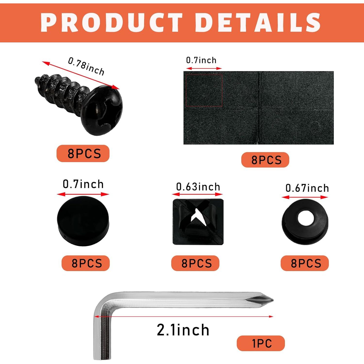 Kit de Tornillos de Placa de Licencia Sylvil Acero Inoxidable Negro