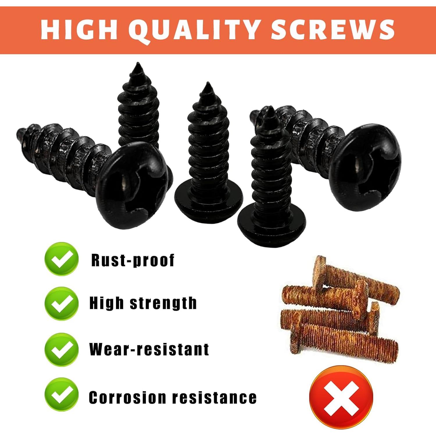 Kit de Tornillos de Placa de Licencia Sylvil Acero Inoxidable Negro