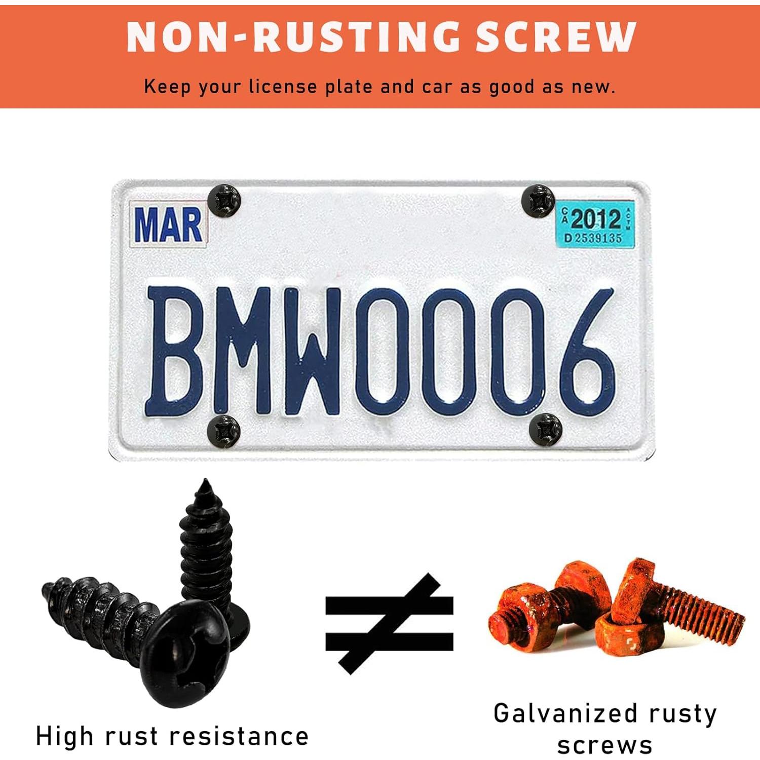 Kit de Tornillos de Placa de Licencia Sylvil Acero Inoxidable Negro