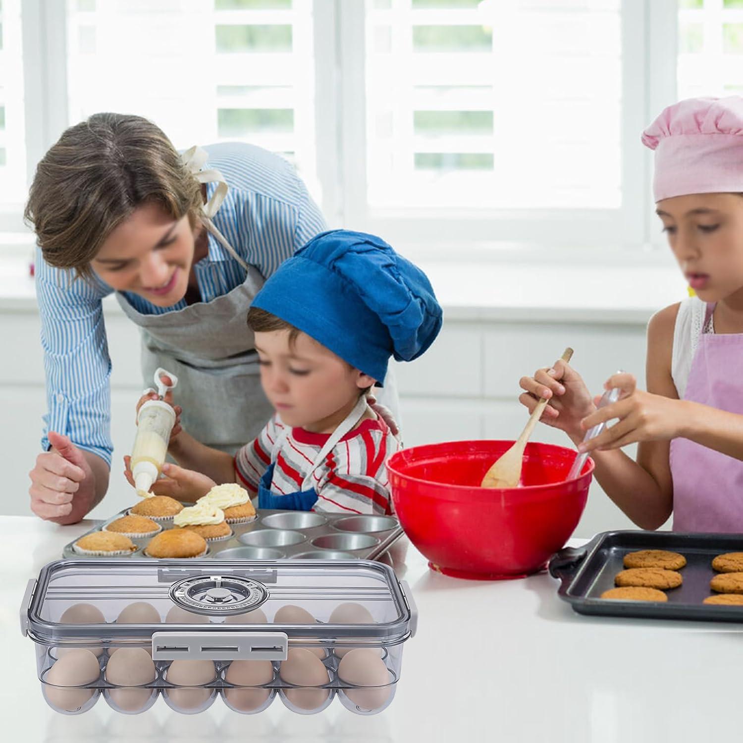 Soporte para Huevos BSTKEY 18 Huevos con Tapa y Escala de Tiempo