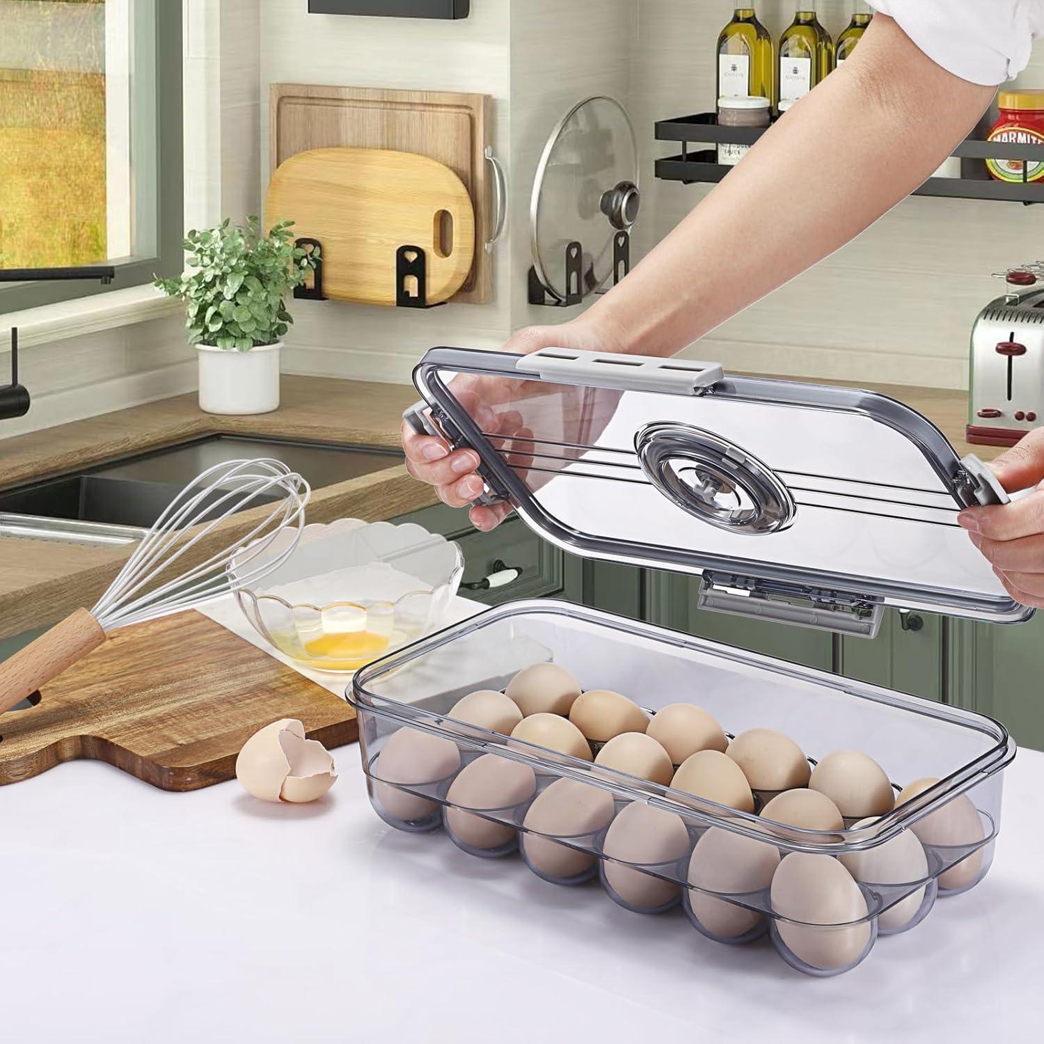 Soporte para Huevos BSTKEY 18 Huevos con Tapa y Escala de Tiempo