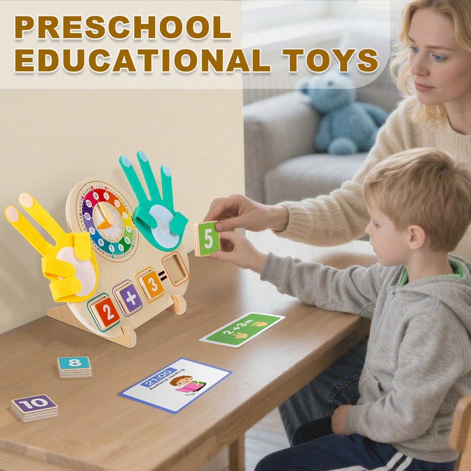 Juguetes Educativos Matemáticos 2 en 1 - Bloques y Reloj Montessori