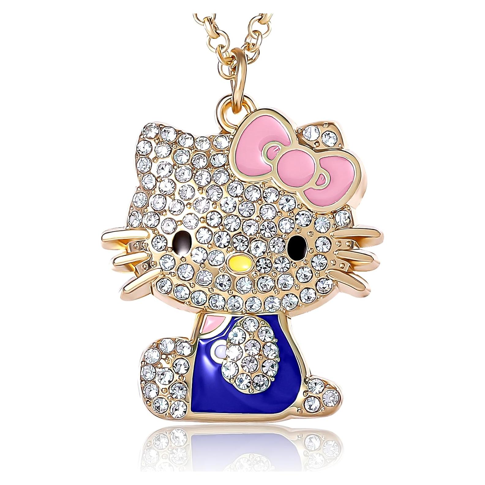 Collar de Hello Kitty con Esmalte y Cristal Pave - 40.64 cm