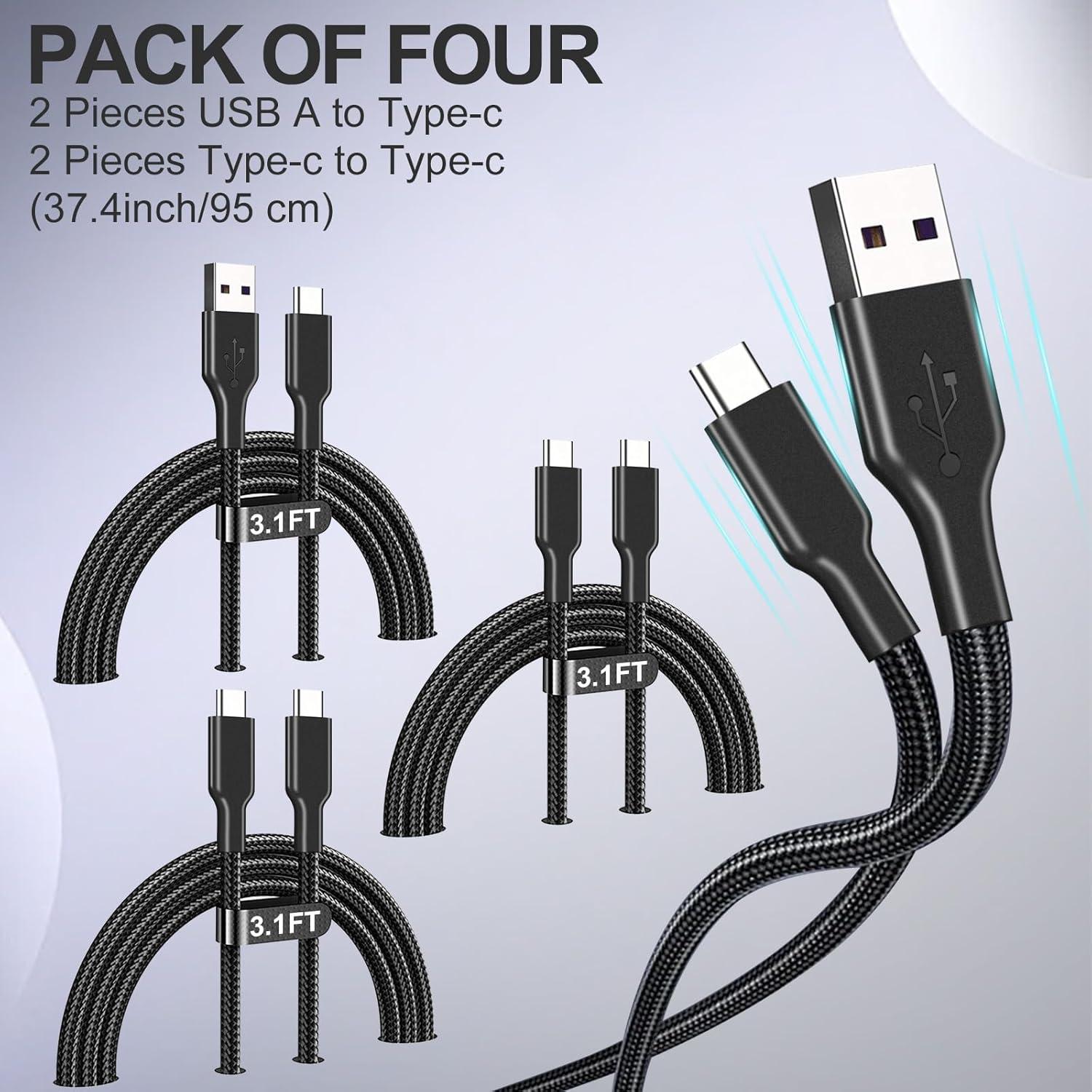 Paquete de 4 Cables de Carga Rápida 60W USB-C Famoby 0.94m