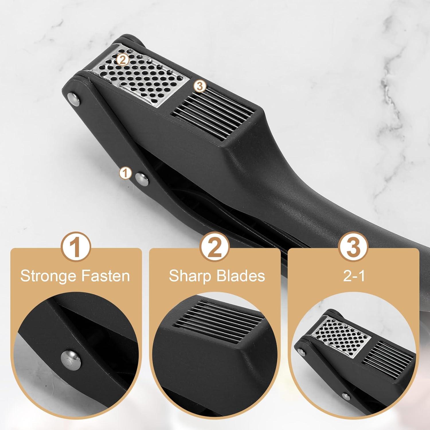 Prensa de Ajo uxcell 19 cm Acero Inoxidable Ergonomica Negra