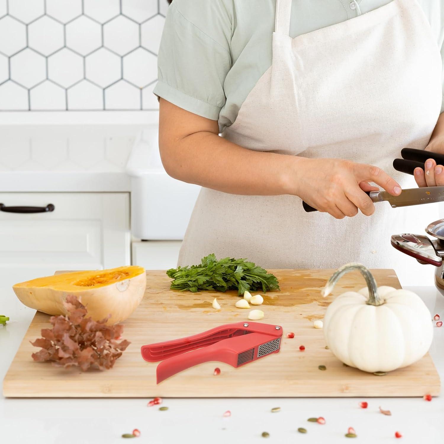 Prensa de Ajo uxcell 19 cm Acero Inoxidable Ergonomica Negra