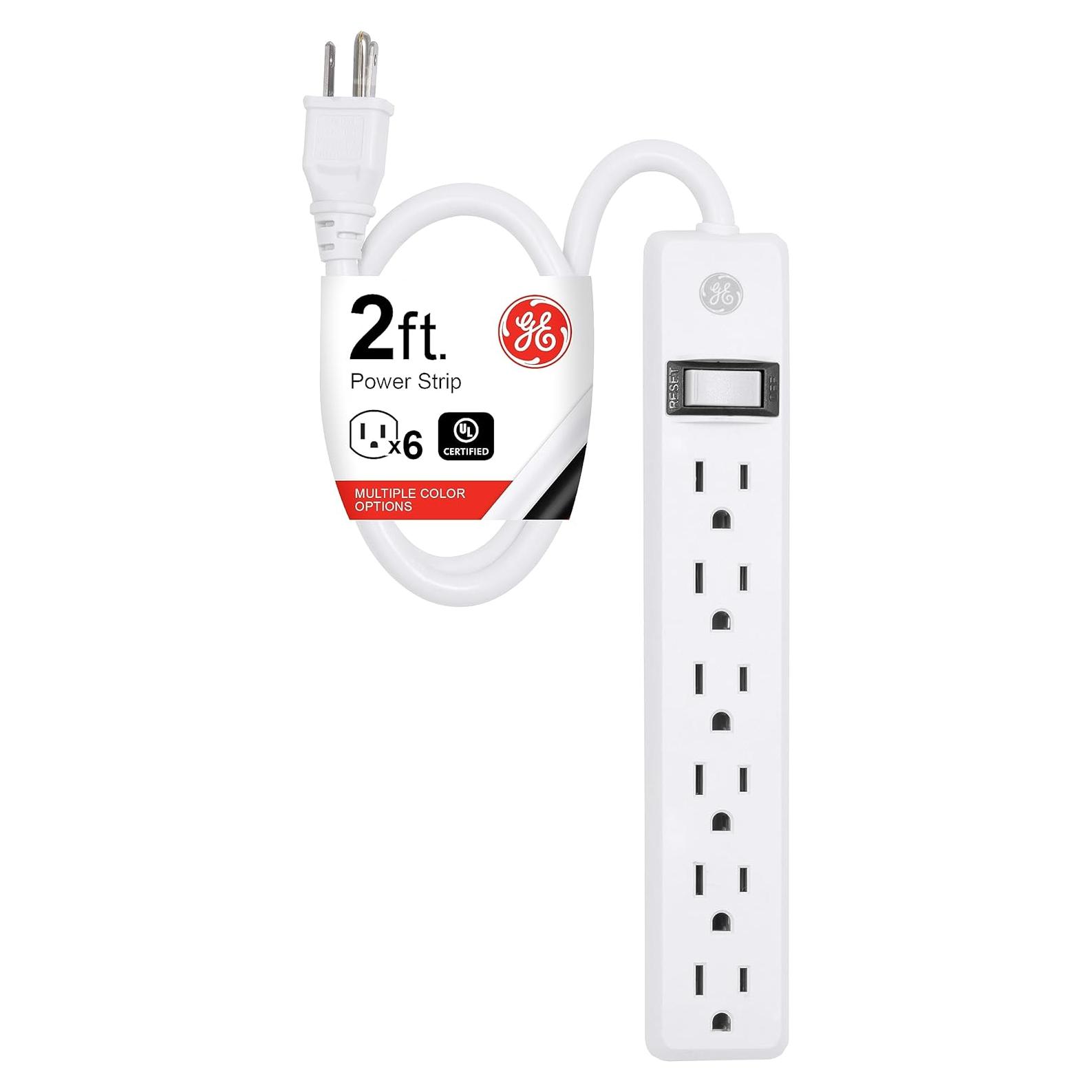 Regleta de 6 Salidas GE 2 Pies con Protección y Montaje en Pared