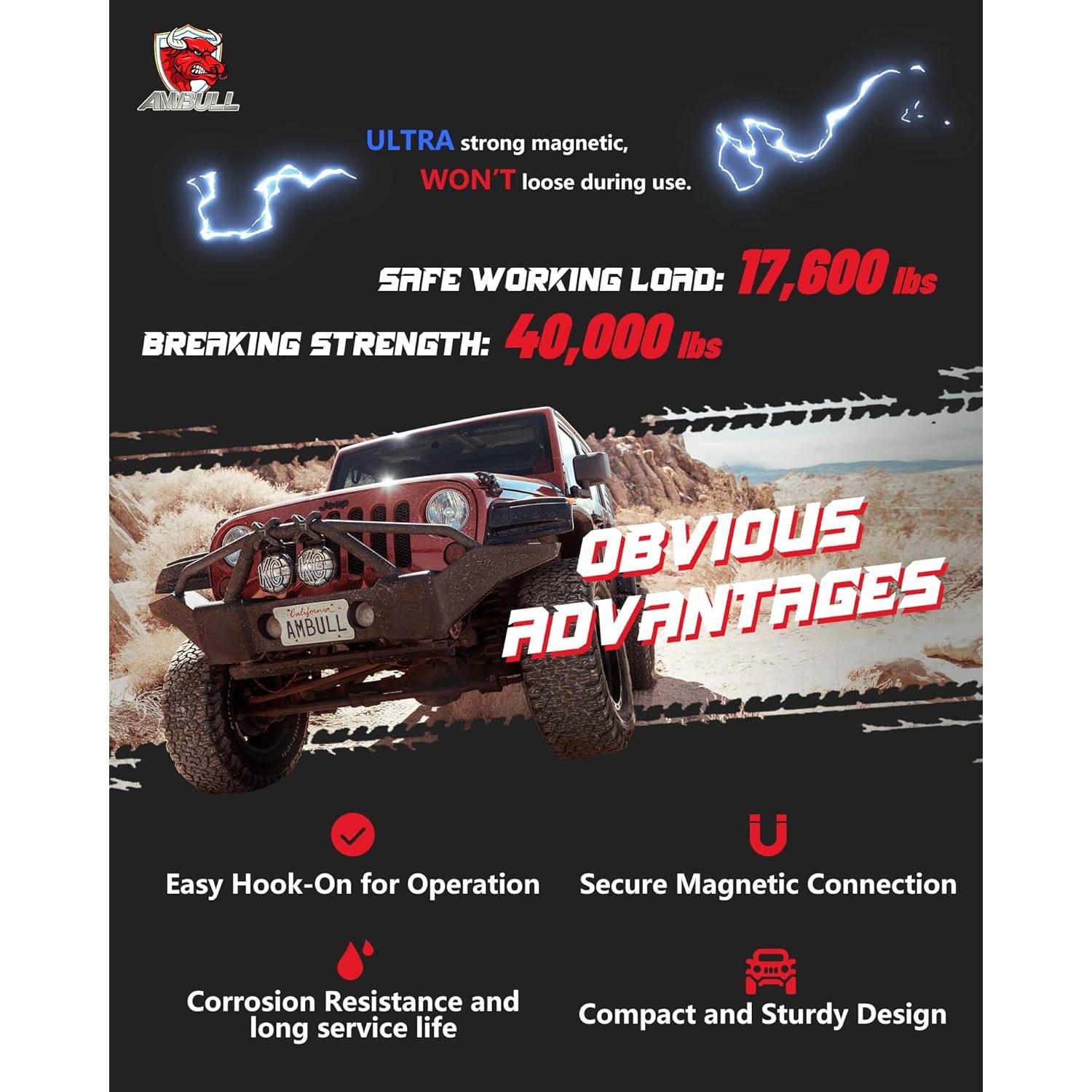 Grilletes D AMBULL 3/4" con Pasador 7/8" 18,144 kg Negro