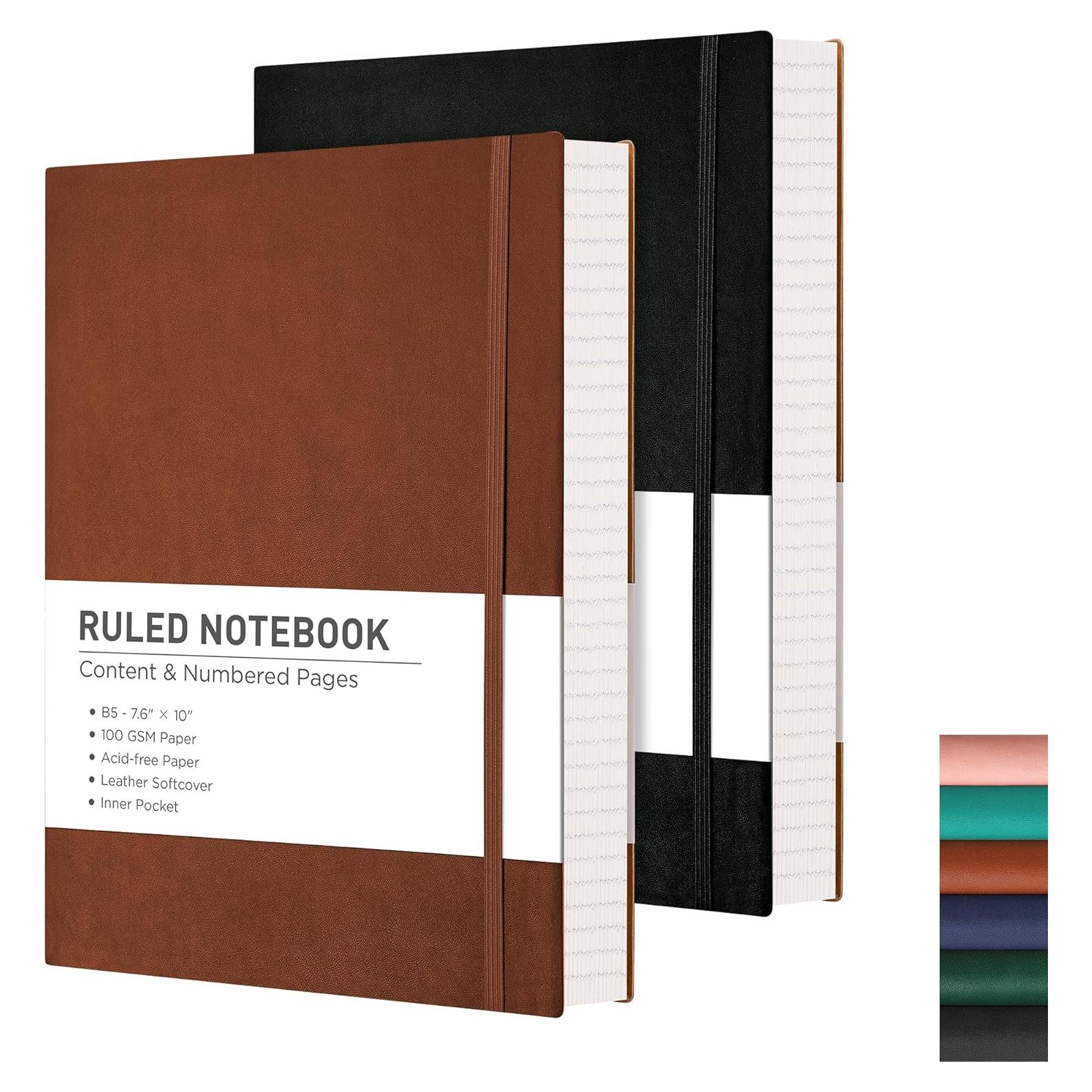 Cuaderno RETTACY B5 Páginas Numeradas 204, Tapa Cuero Suave