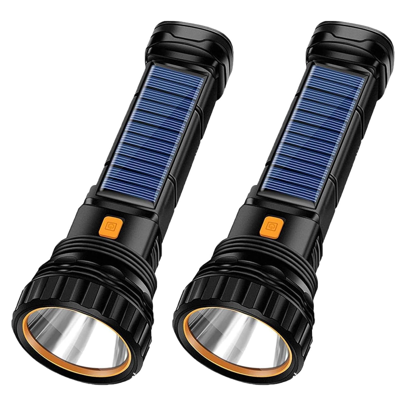 Linterna LED E-SHIDAI 1000 Lúmenes 2PCS Carga Solar USB