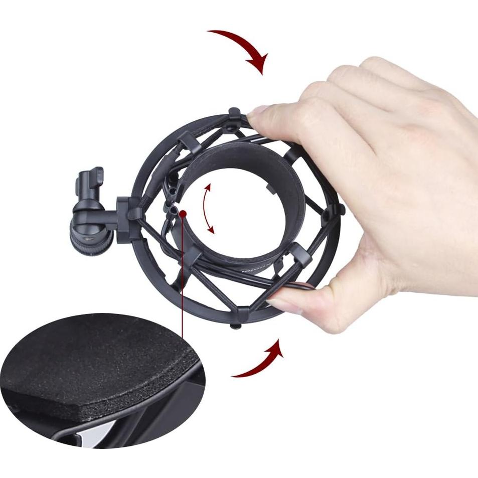 Soporte de micrófono Koolertron 50mm anti-vibración negro