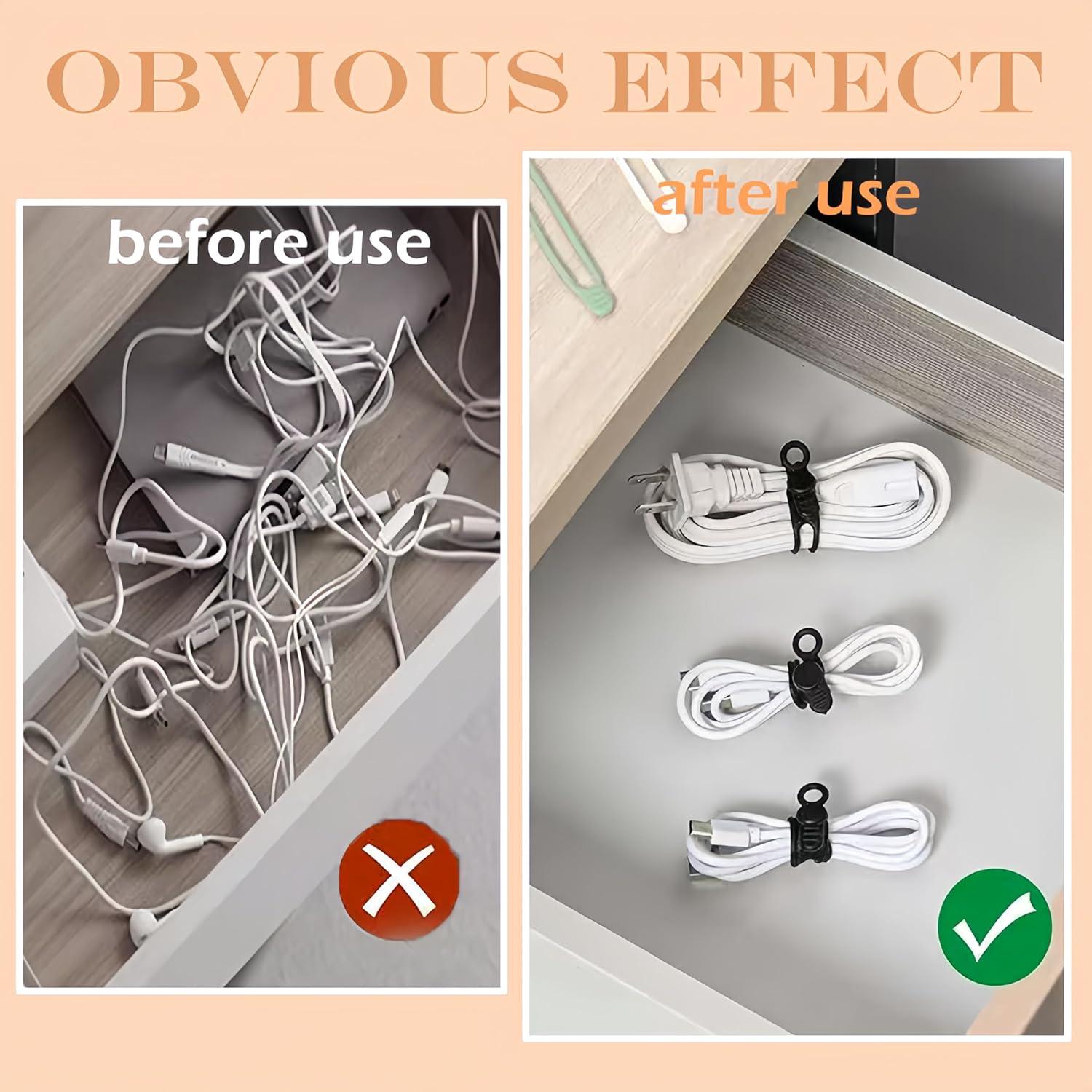 Data Cable Organizer, New Silicone Cable Ties Reusable Cable Management Organizer, 106mm Multipurpose Elastic Cord Organiz for Bundling and Fastening Colorful Wire Organizers (Color 10Pcs)