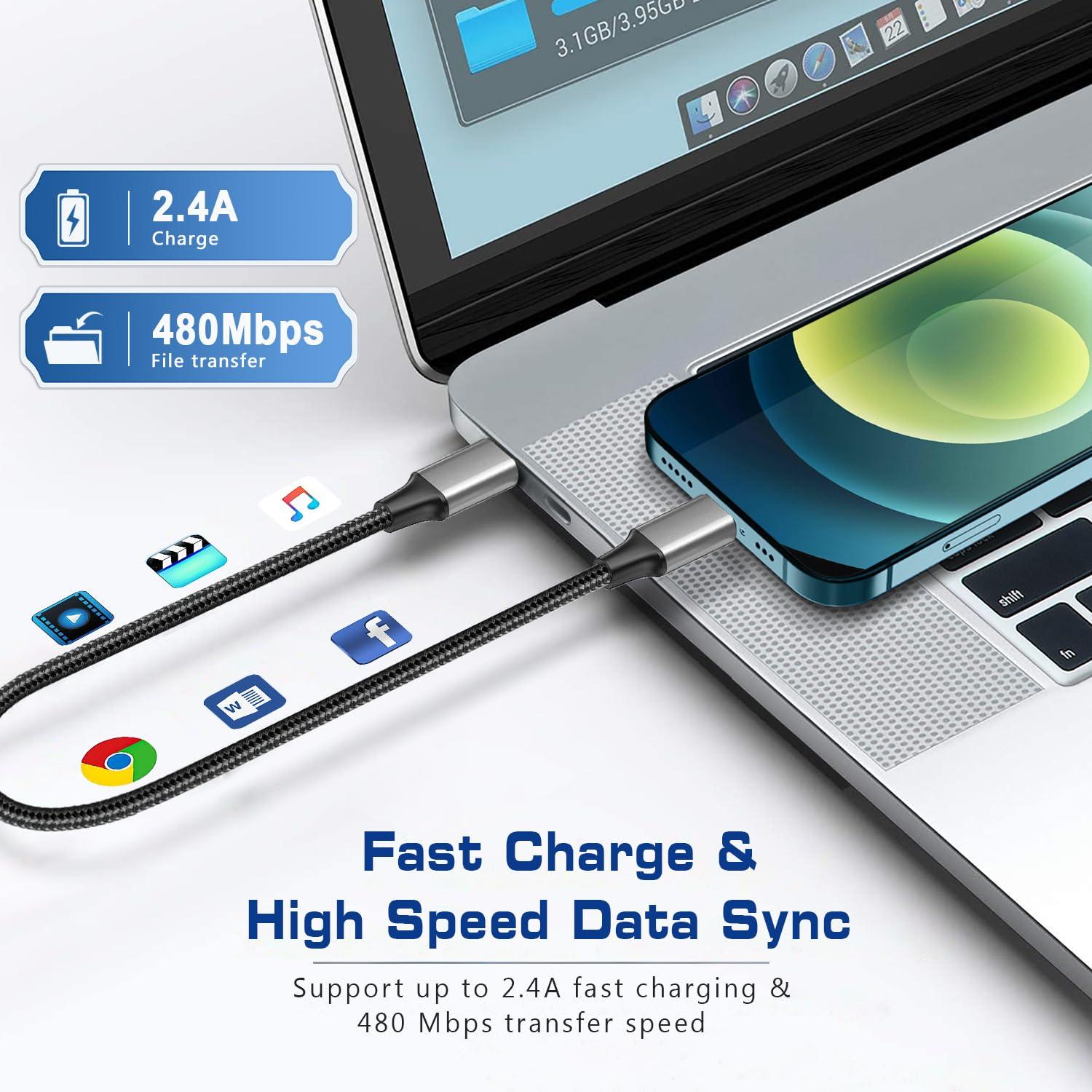 Cable USB C a Lightning 1.5 pies Fushok Carga Rápida MFi