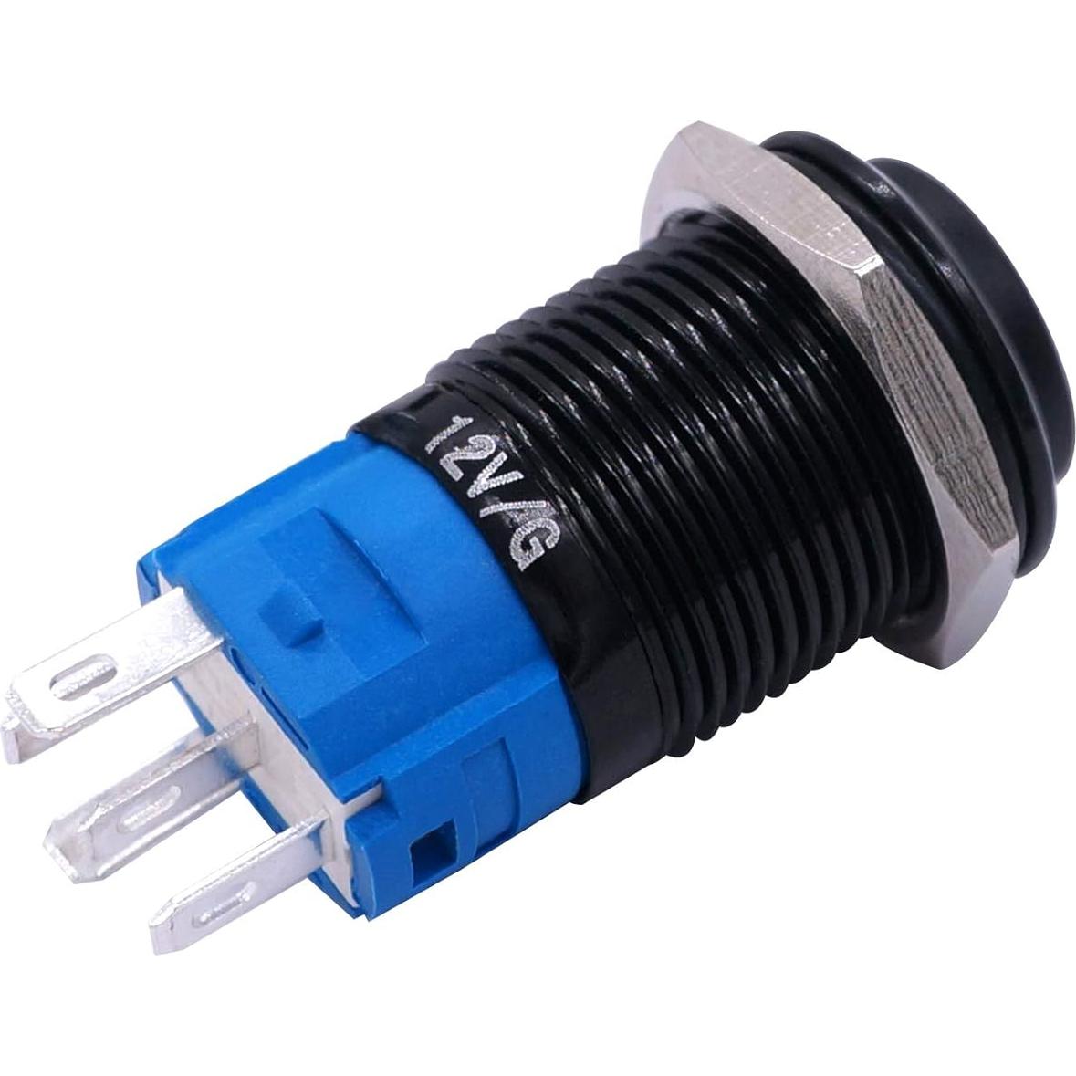 Interruptor de Botón Momentáneo TWTADE 16mm LED Azul 12V