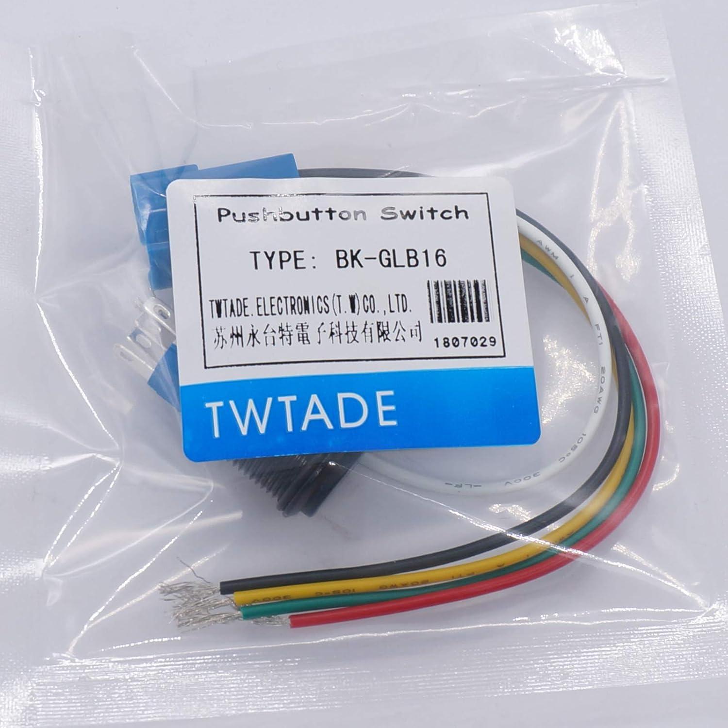 Interruptor de Botón Momentáneo TWTADE 16mm LED Azul 12V