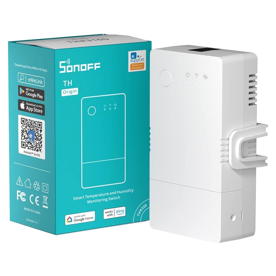 Interruptor Inteligente SONOFF THR316 con Monitoreo de Temperatura y Humedad