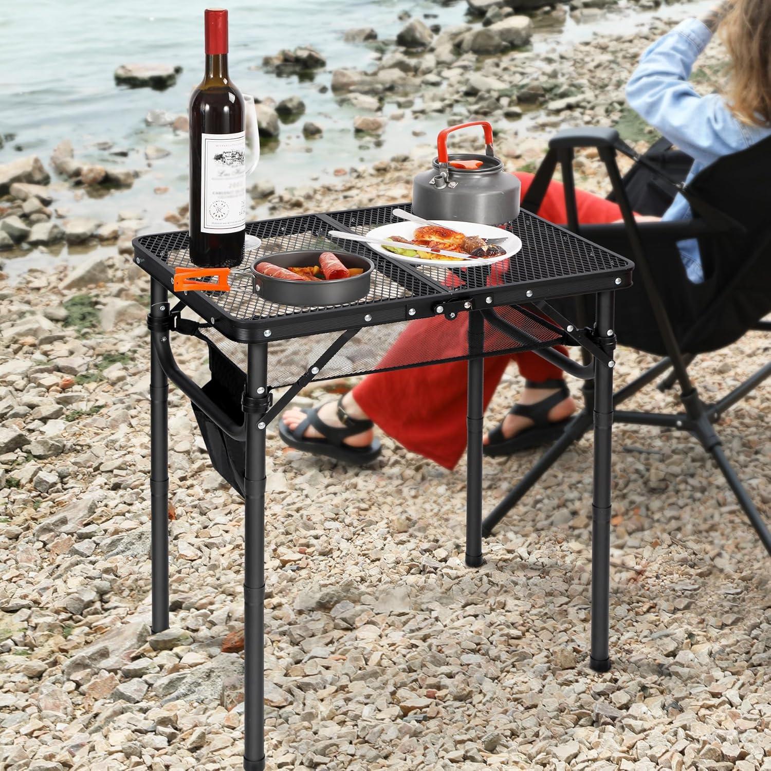 Mesa Plegable REDCAMP Pequeña para Camping y BBQ, Negra