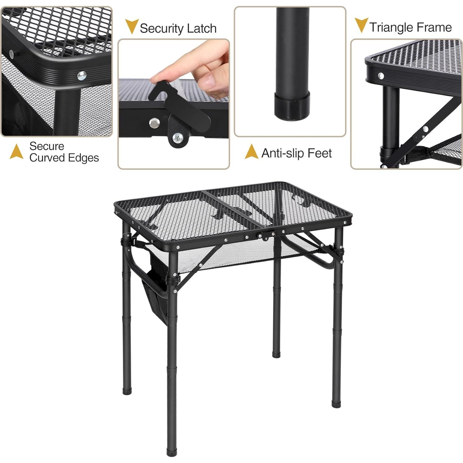 Mesa Plegable REDCAMP Pequeña para Camping y BBQ, Negra