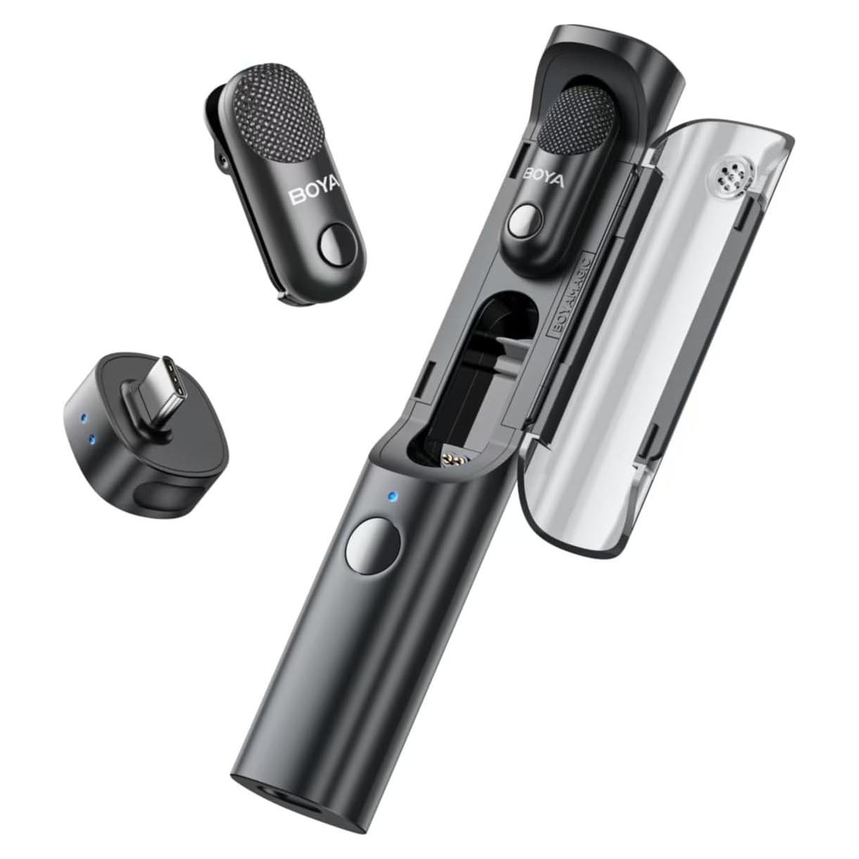 BOYA Magic Wireless Mini Microphones for iPhone 15-16/Android, 4 Form-in-1 Mic, 7g Lightweight, AI Noise Reduction, 48kHz/24bit, APP Control, 328ft Range, Microphone for Recording (Stand not included)