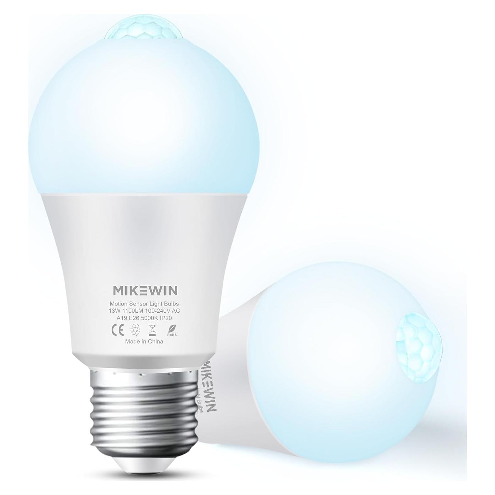 Bombillas LED de Sensor de Movimiento MikeWin 13W E26 1100lm