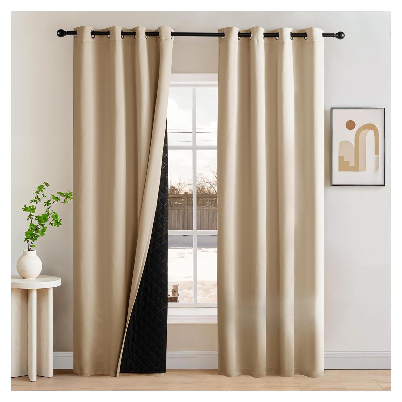 Cortinas Opacas Térmicas NICETOWN 52x96 cm Beige Biscotti