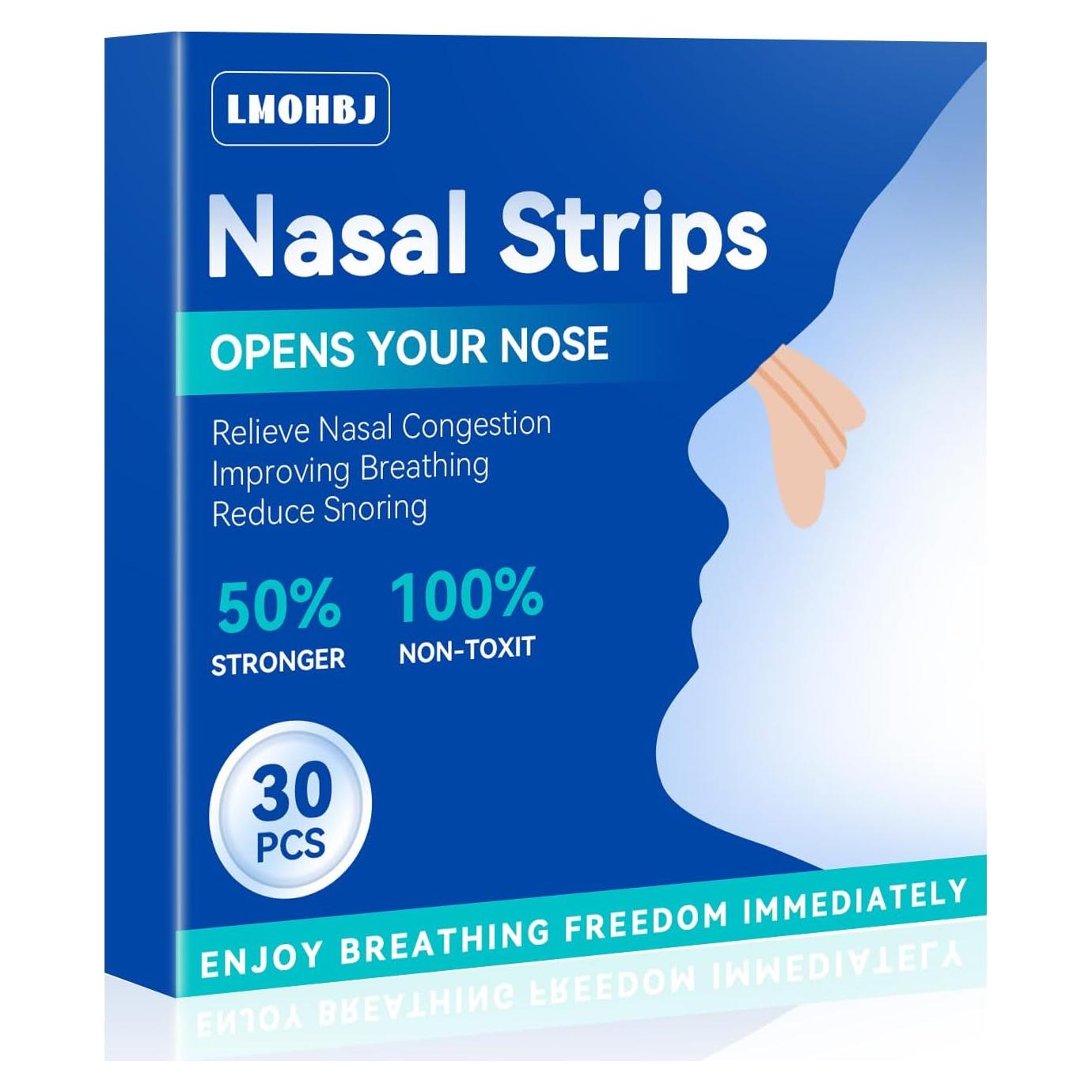 30 Tiras Nasales Anti Ronquidos LMOHBJ, Fuerza Extra, 60x23mm