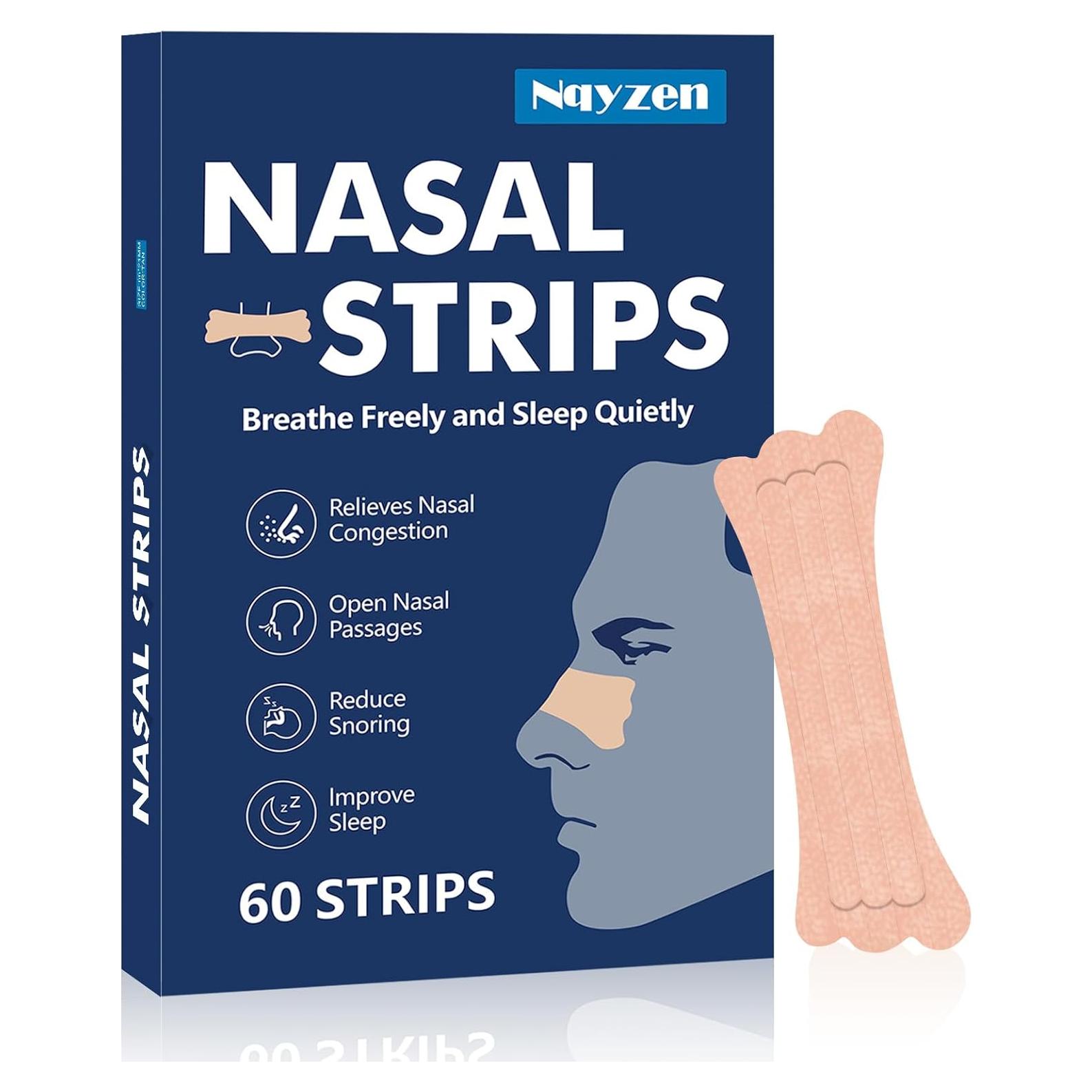 Tiras Nasales Antirronquidos Nqyzen - 60 Piezas, Fuerza Extra