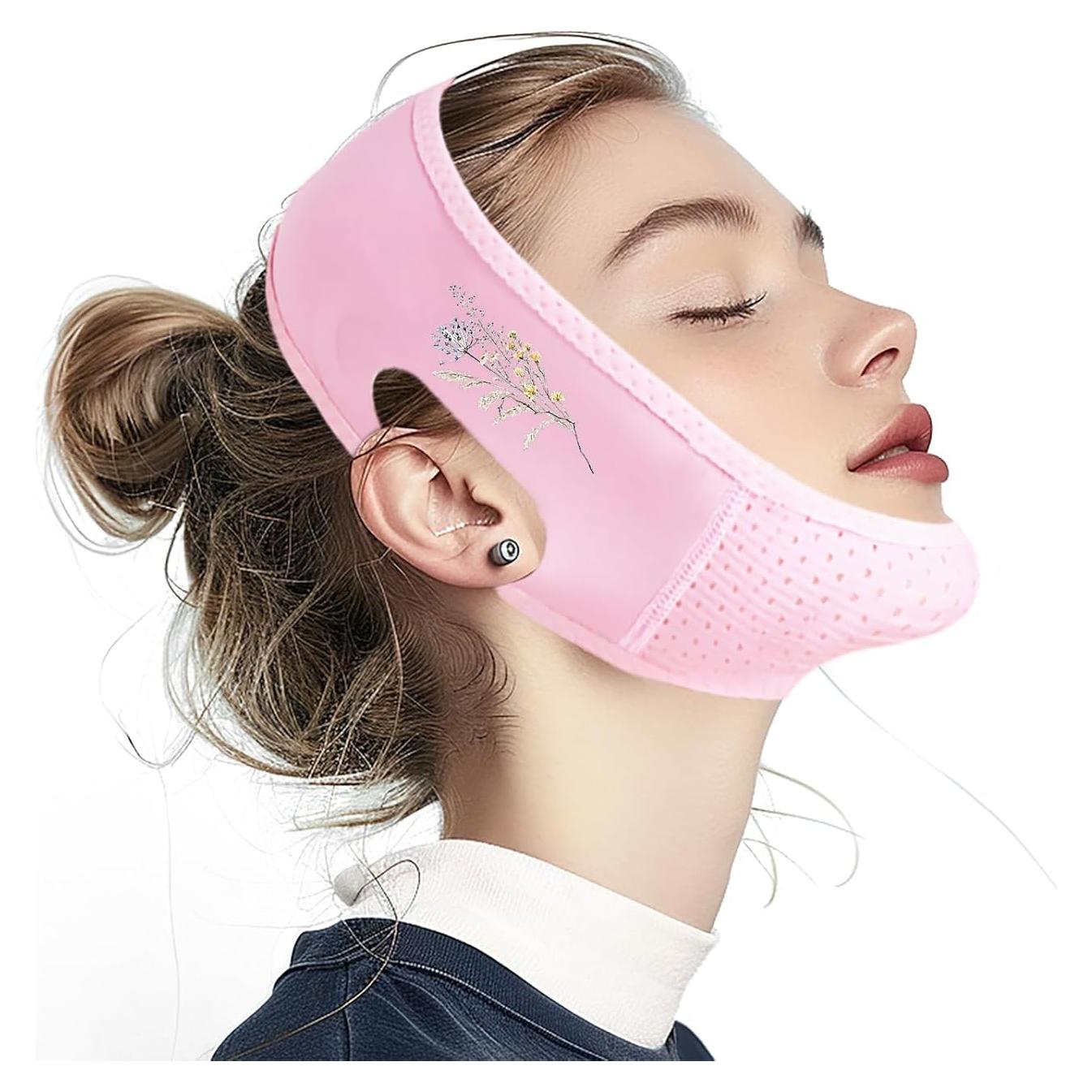Correa Facial Reutilizable Yuibthr para Dormir - Elevadora Rosa