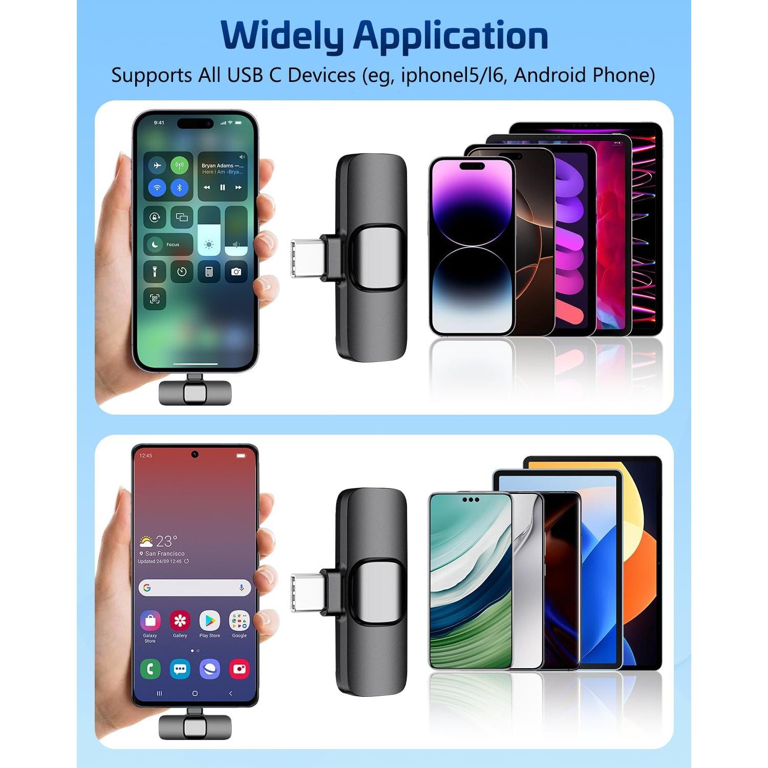 Micrófono Lavalier Inalámbrico HONGJIEYUAN para iPhone - Clip-on, 11.4x8.4 cm