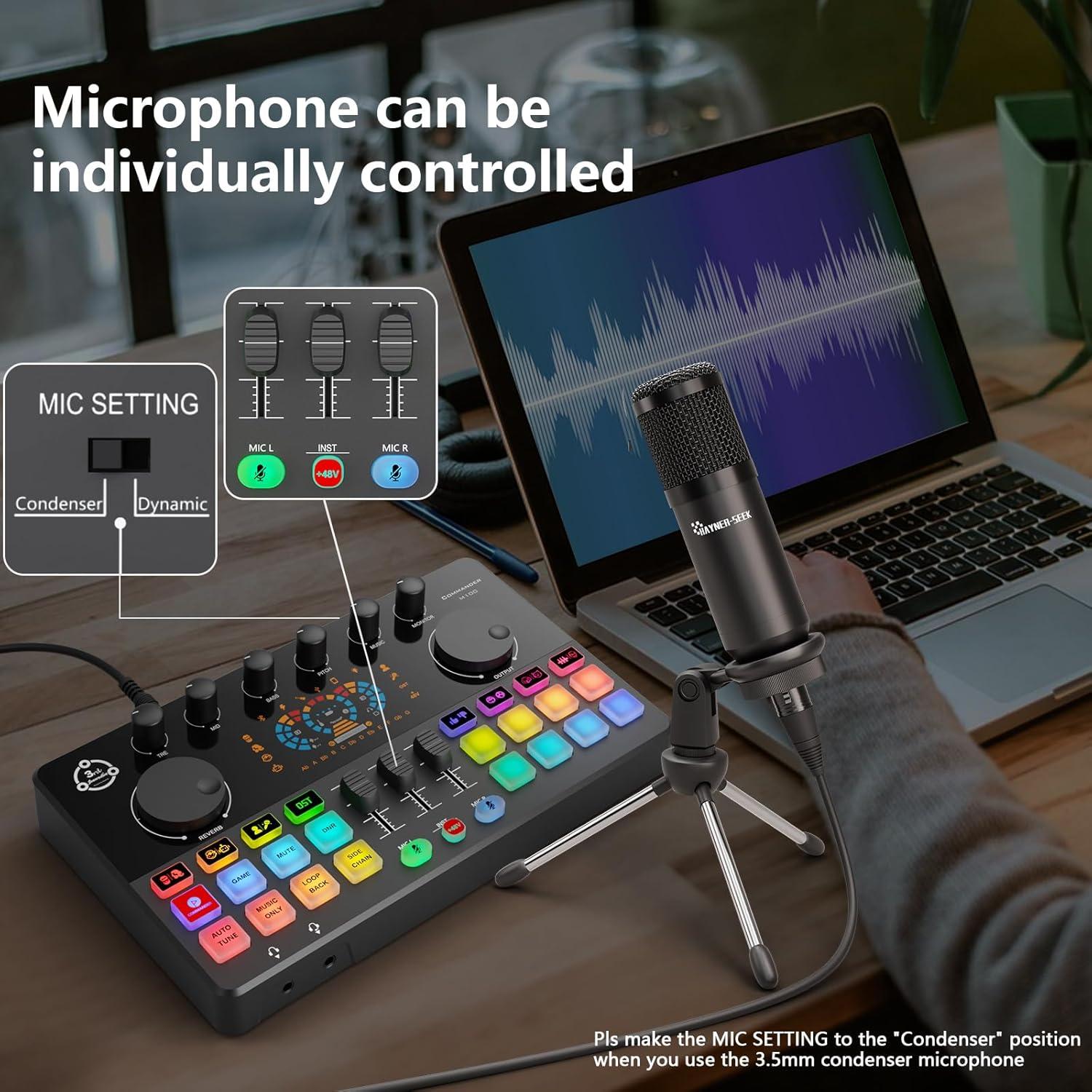 Paquete de Podcast COMMANDER M100 - Interfaz y Micrófono 3.5mm